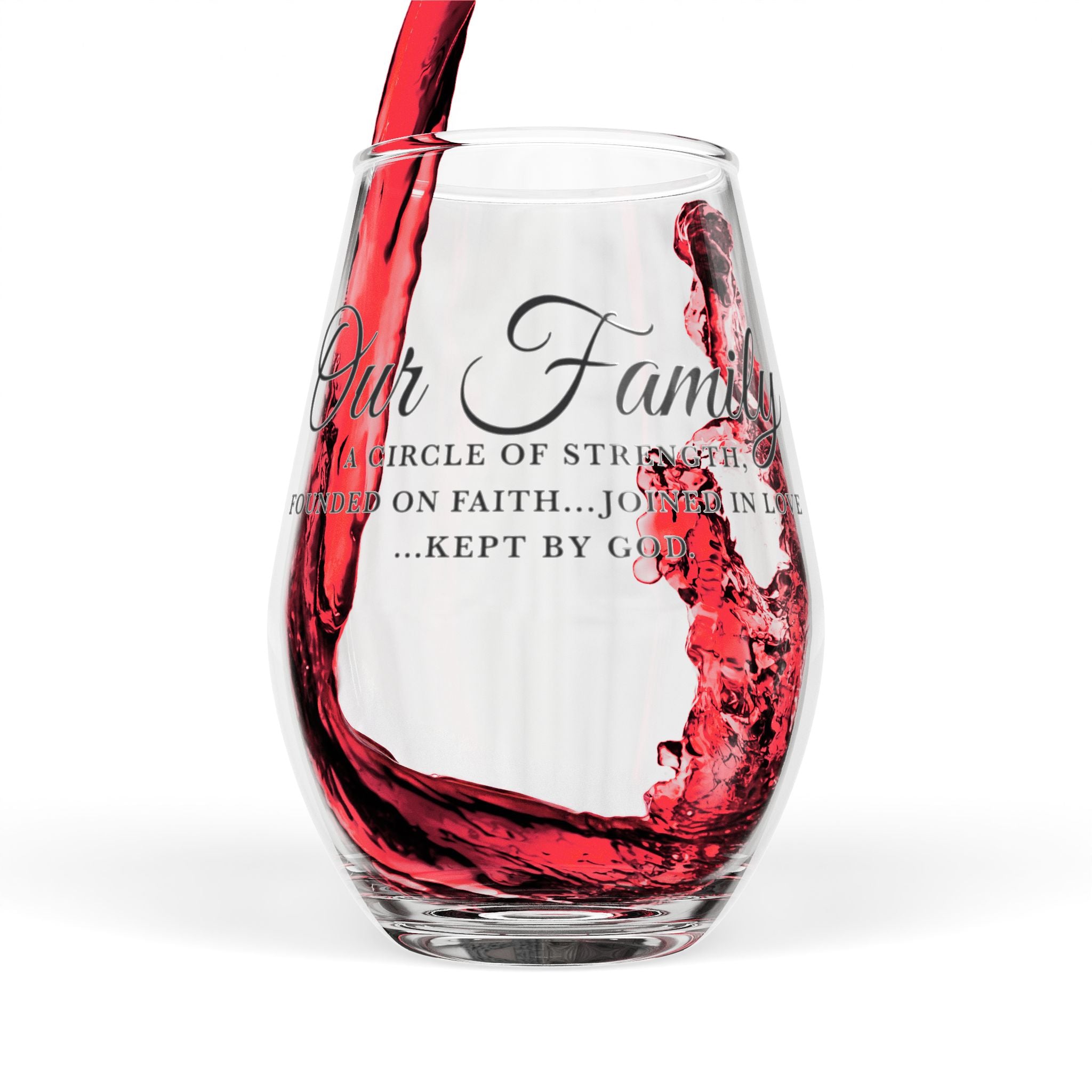 Personalized Stemless Wine Glass, Family Gift, Engraved Wine Tumbler, Home Bar Decor, Wedding Favor, Family Celebration Glass