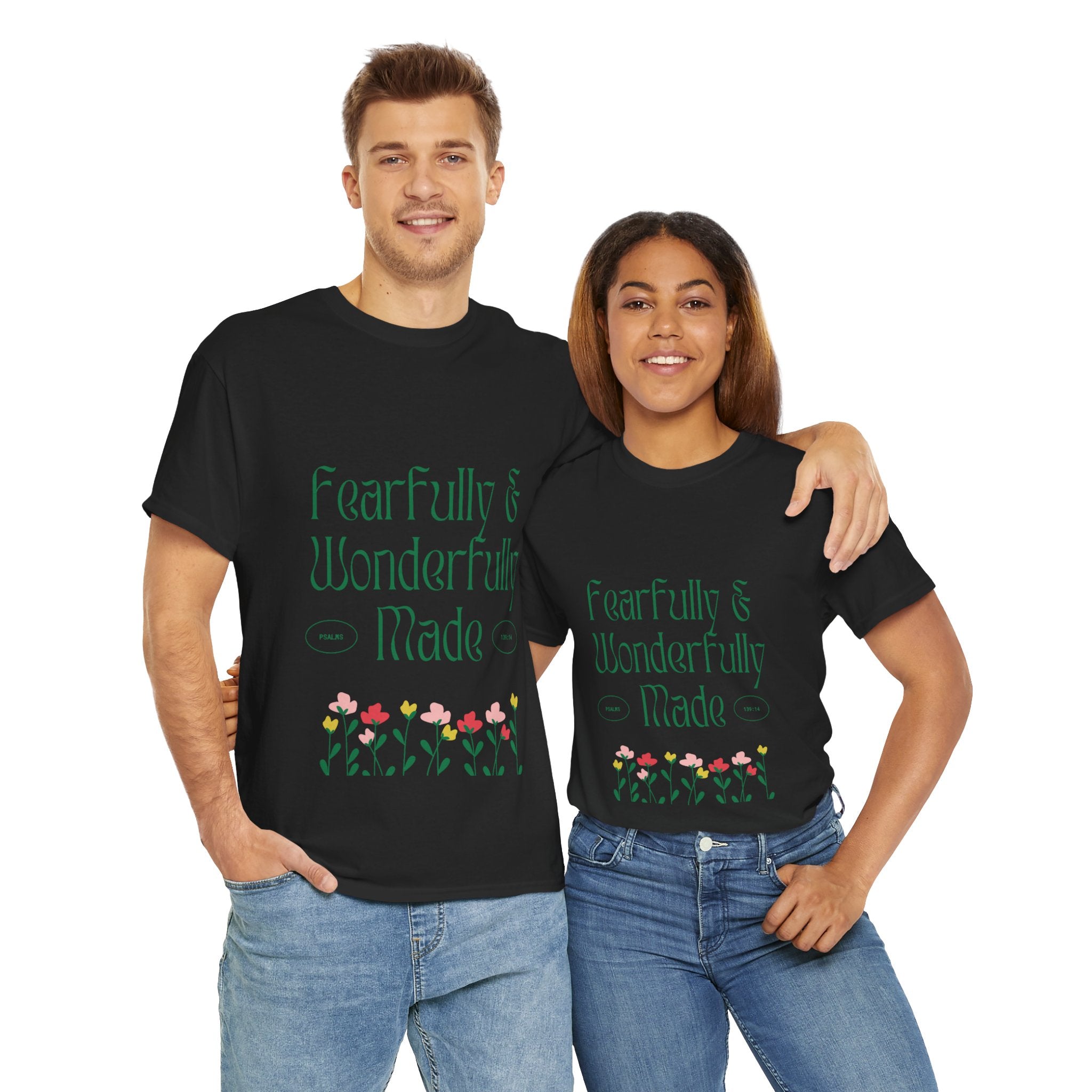 Fearfully & Wonderfully Made Unisex Cotton Tee – Inspirational Floral T-Shirt