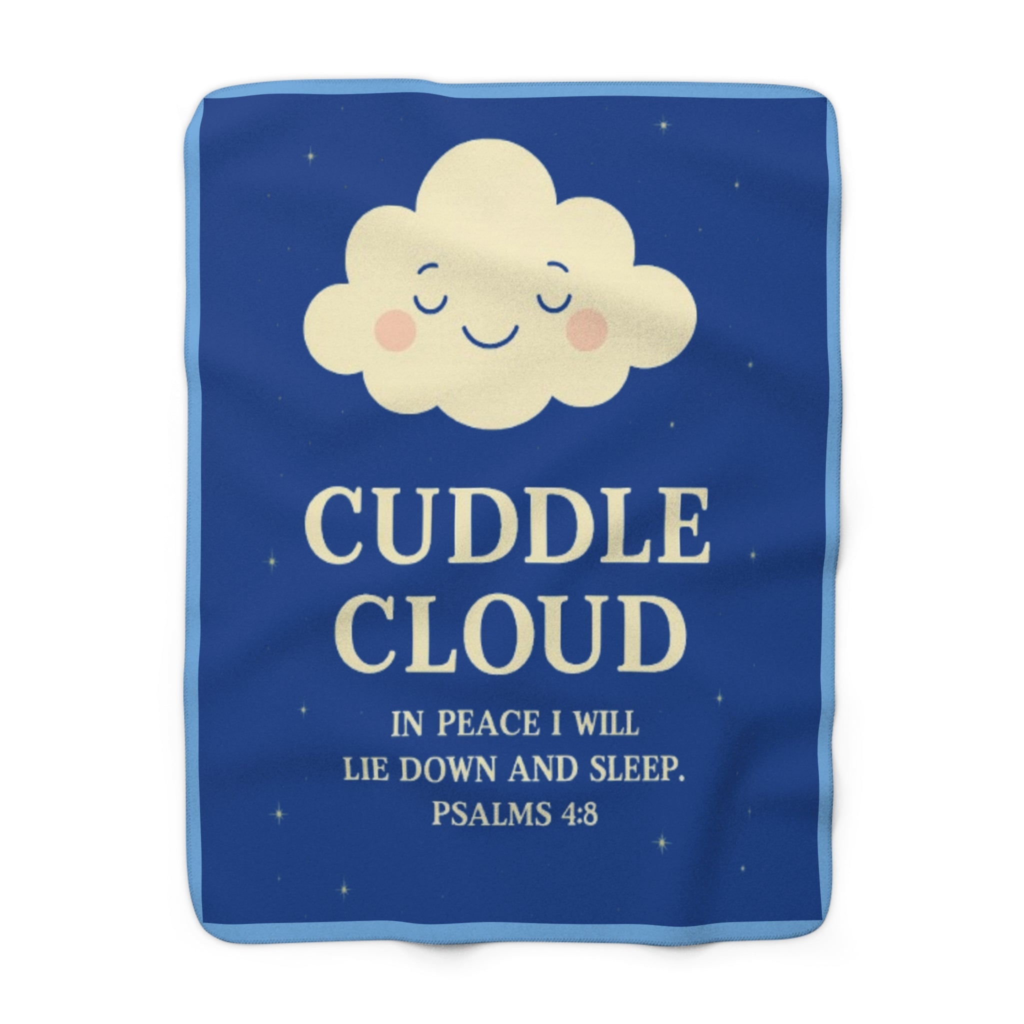 🔵 Cozy Sherpa Fleece Blanket, Cute Cuddle Cloud Design, Perfect for Gifts, Home Decor, Snuggling, Comfort