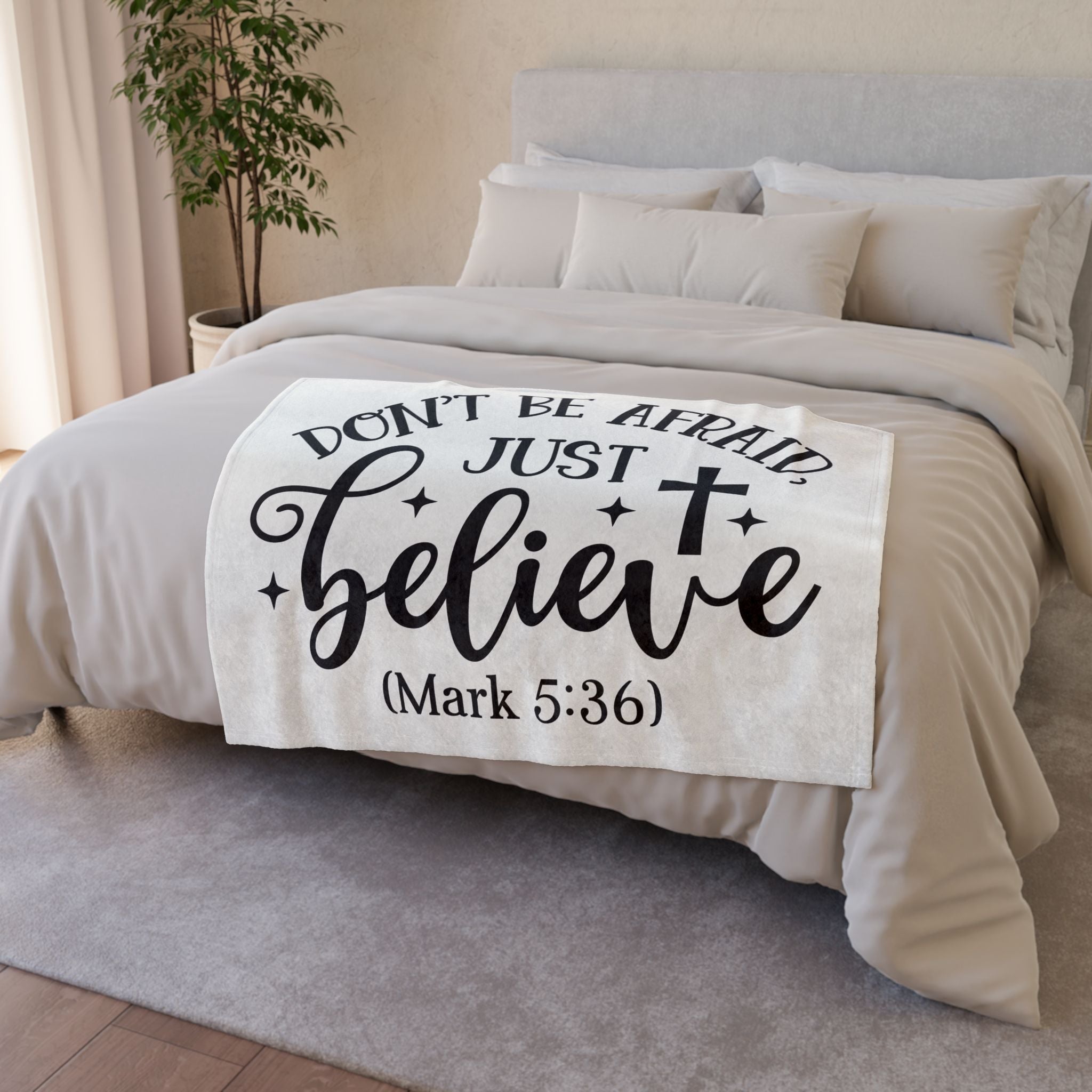 Inspirational Soft Polyester Blanket - 'Don't Be Afraid, Just Believe'