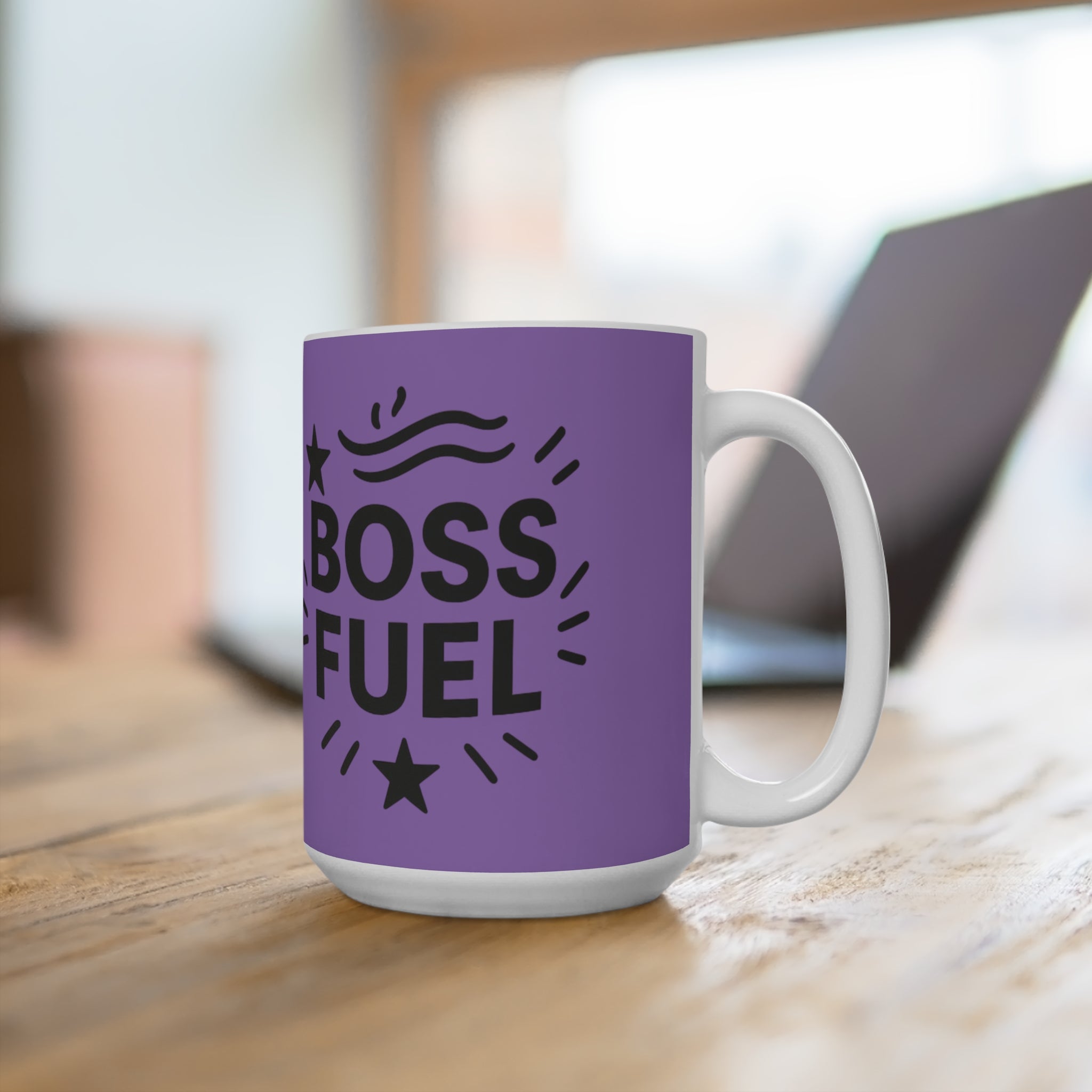 🟣 Boss Fuel Mug - Motivational Coffee Cup for Entrepreneurs & Bosses, Ideal for Office Gift, Work from Home, 15oz Inspirational Mug
