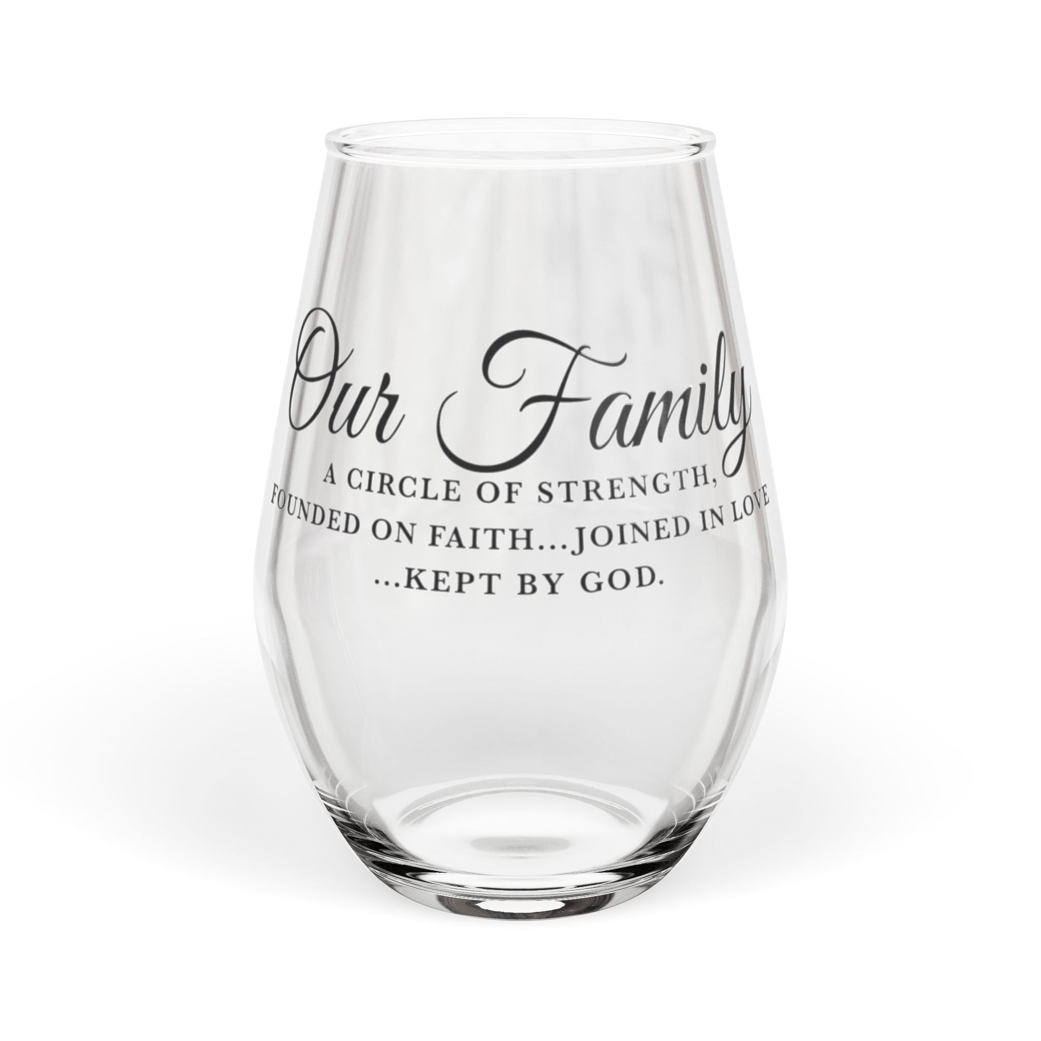 Personalized Stemless Wine Glass, Family Gift, Engraved Wine Tumbler, Home Bar Decor, Wedding Favor, Family Celebration Glass