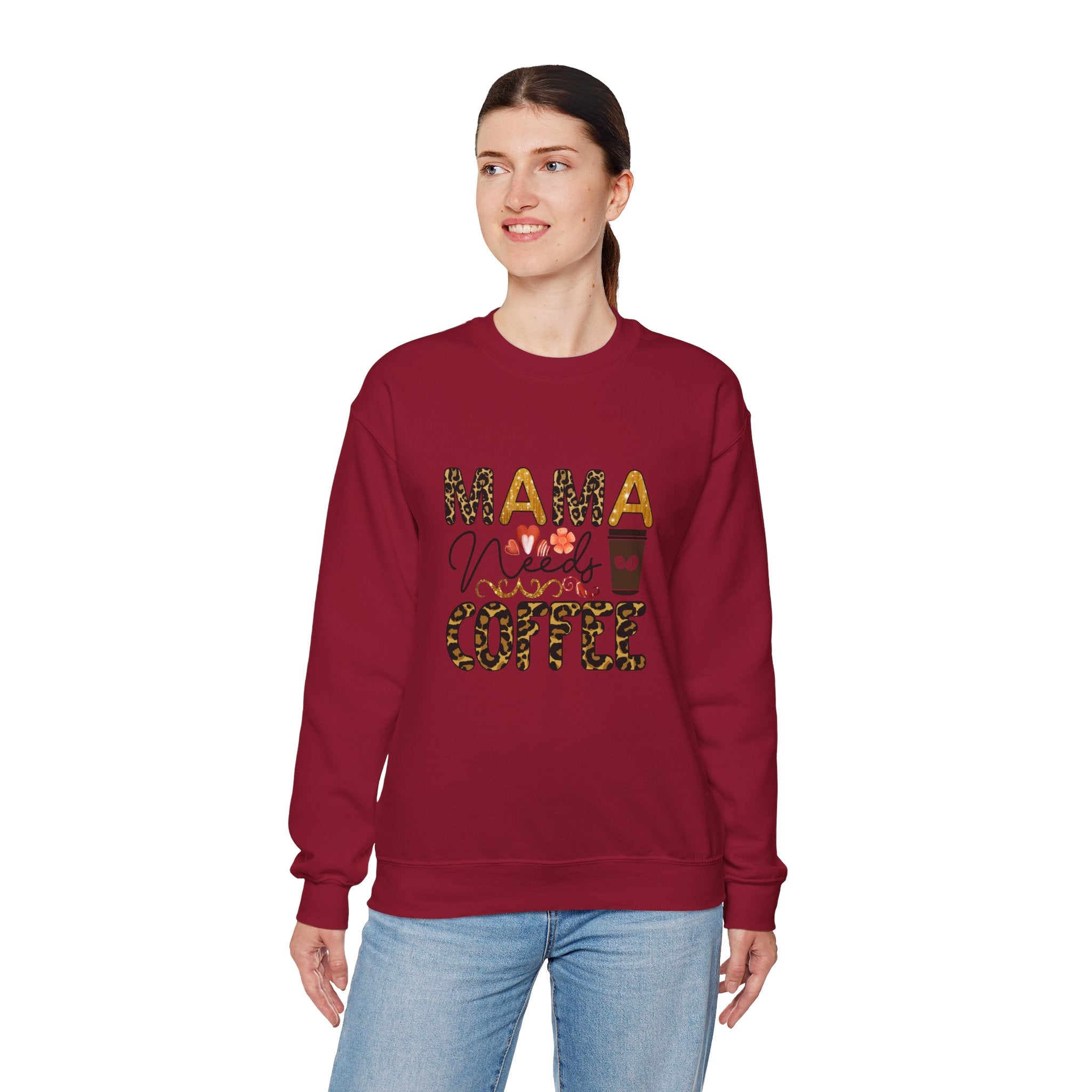 Mama Needs Coffee Crewneck Sweatshirt - Cozy Unisex Pullover Apparel for Moms