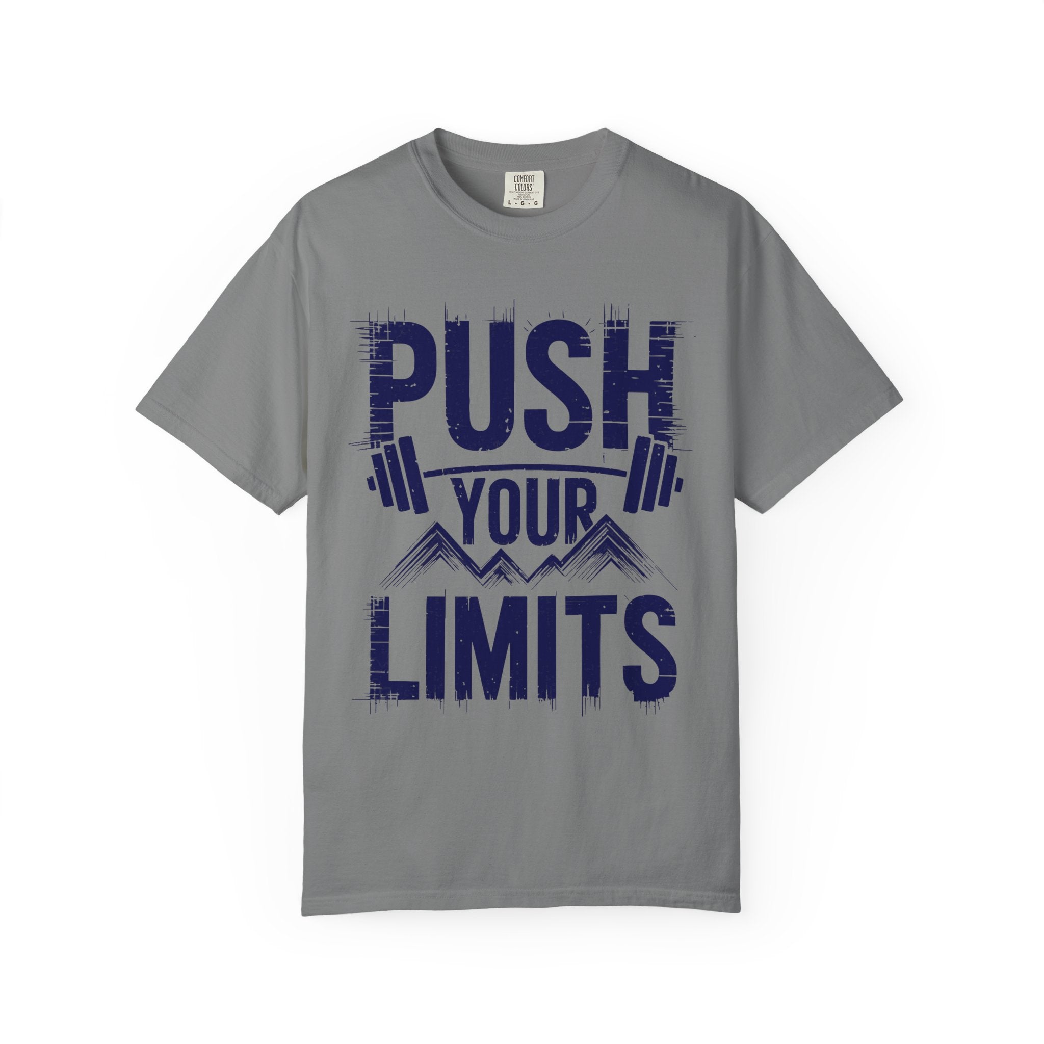 Motivational Workout T-Shirt | 'Push Your Limits' Design | Unisex Garment-Dyed Tee