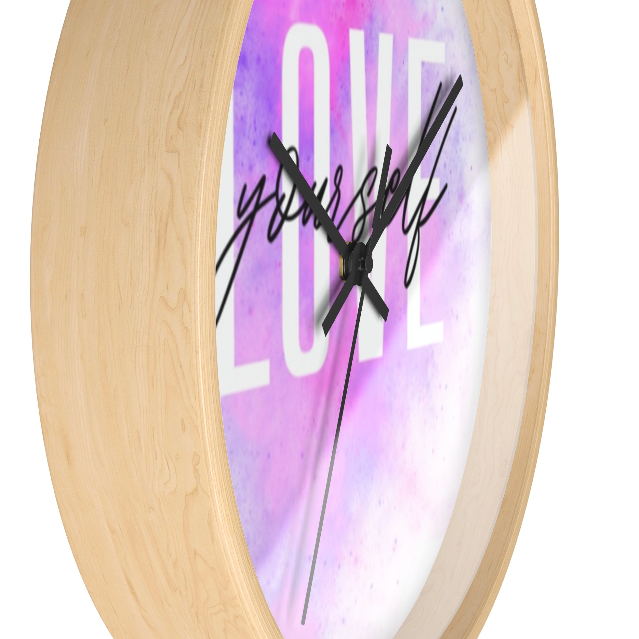 Inspirational Wall Clock - Love Yourself Decor, Gift for Self-Care, Home Office Wall Art, Unique Timepiece for Motivation, Modern Clock