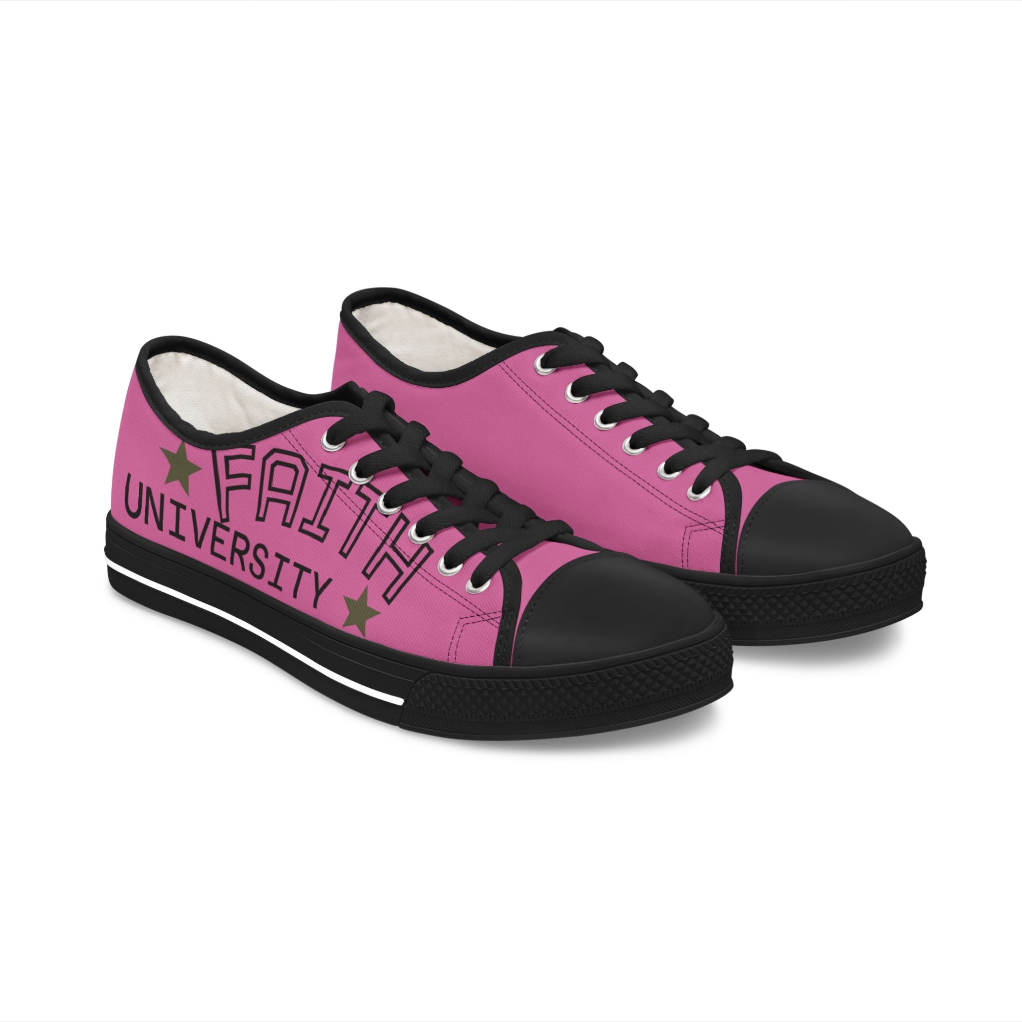 Pink Stylish Women's Low Top Sneakers - Casual, Comfortable, Everyday Wear, Perfect for Summer, Striped Sneakers, Trendy Footwear