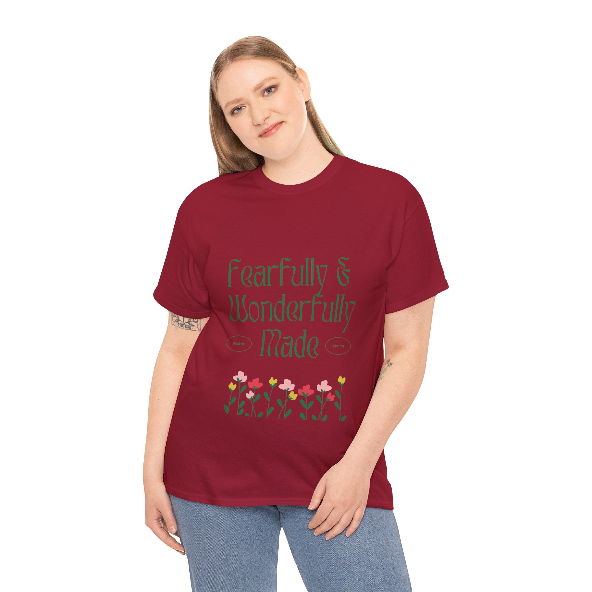 Fearfully & Wonderfully Made Unisex Cotton Tee – Inspirational Floral T-Shirt