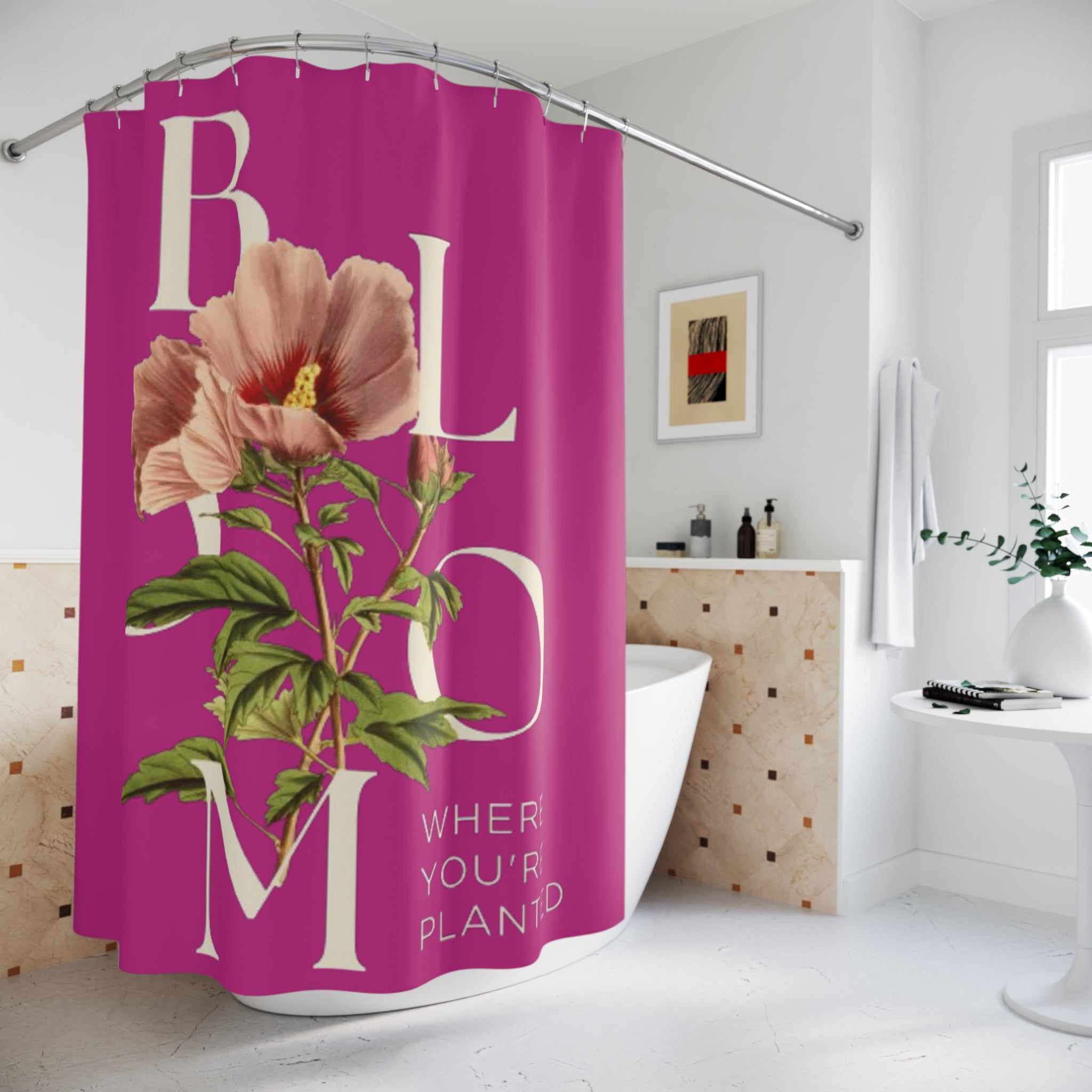 Copy of Blue Bloom Where You're Planted Shower Curtain, Floral Bathroom Decor, Boho Home Decor, Gift for Flower Lovers, Unique Bathroom Makeover