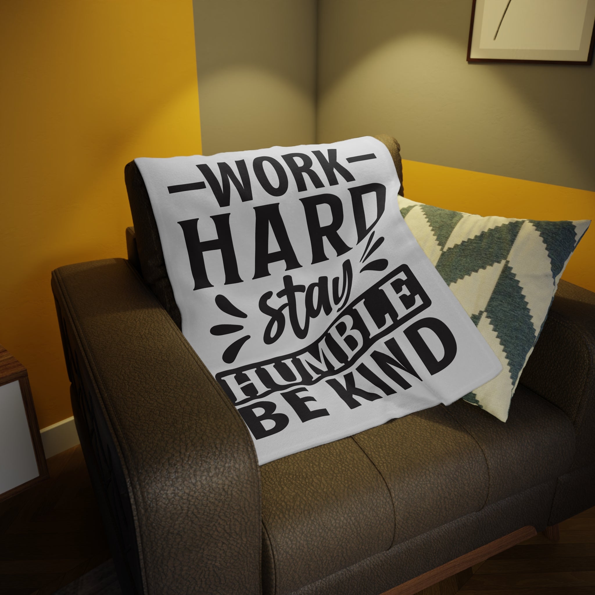 Motivational Fleece Blanket - Cozy Home Decor, Gift for Inspiration, Work Hard Stay Humble, Encouragement Blanket, Thoughtful Present