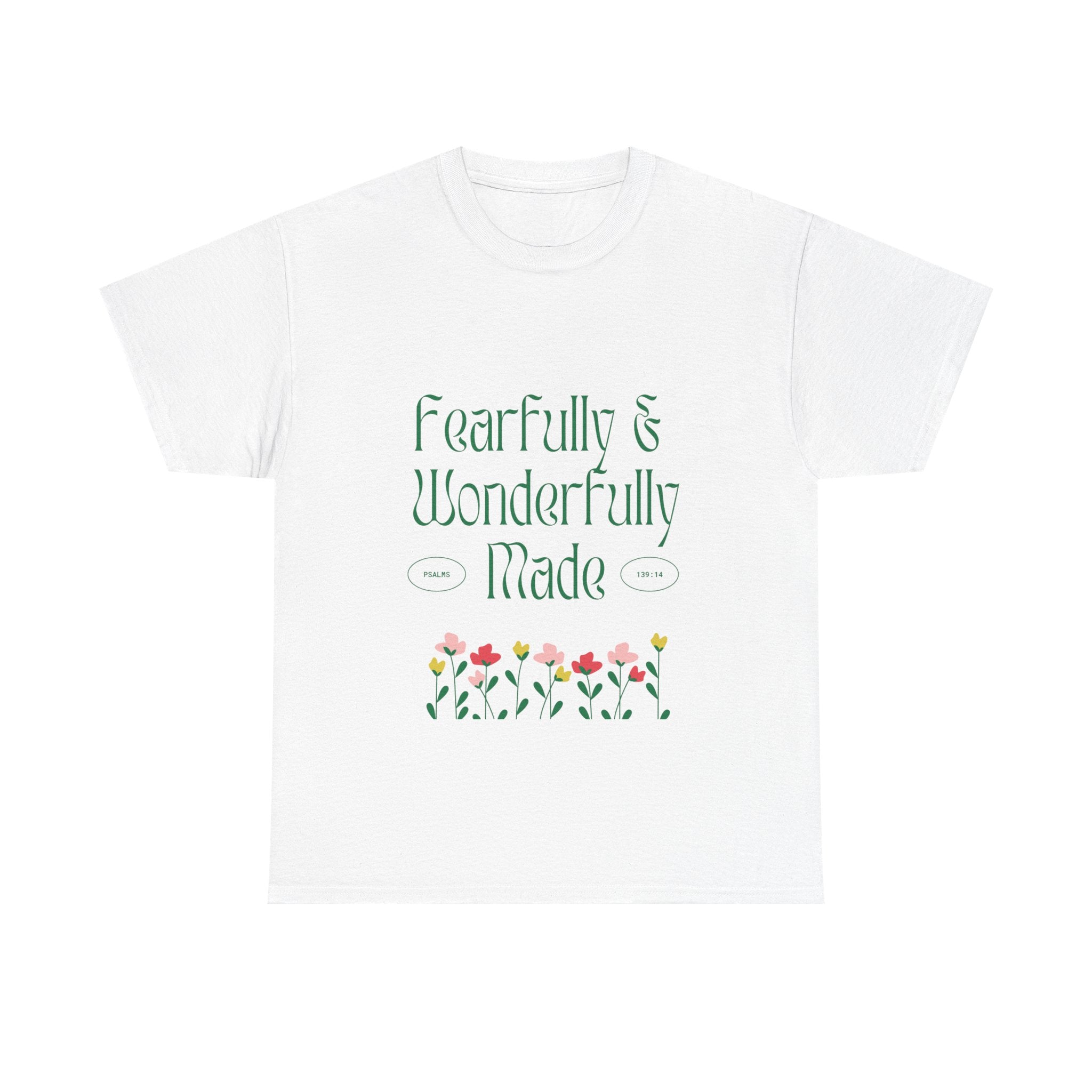 Fearfully & Wonderfully Made Unisex Cotton Tee – Inspirational Floral T-Shirt