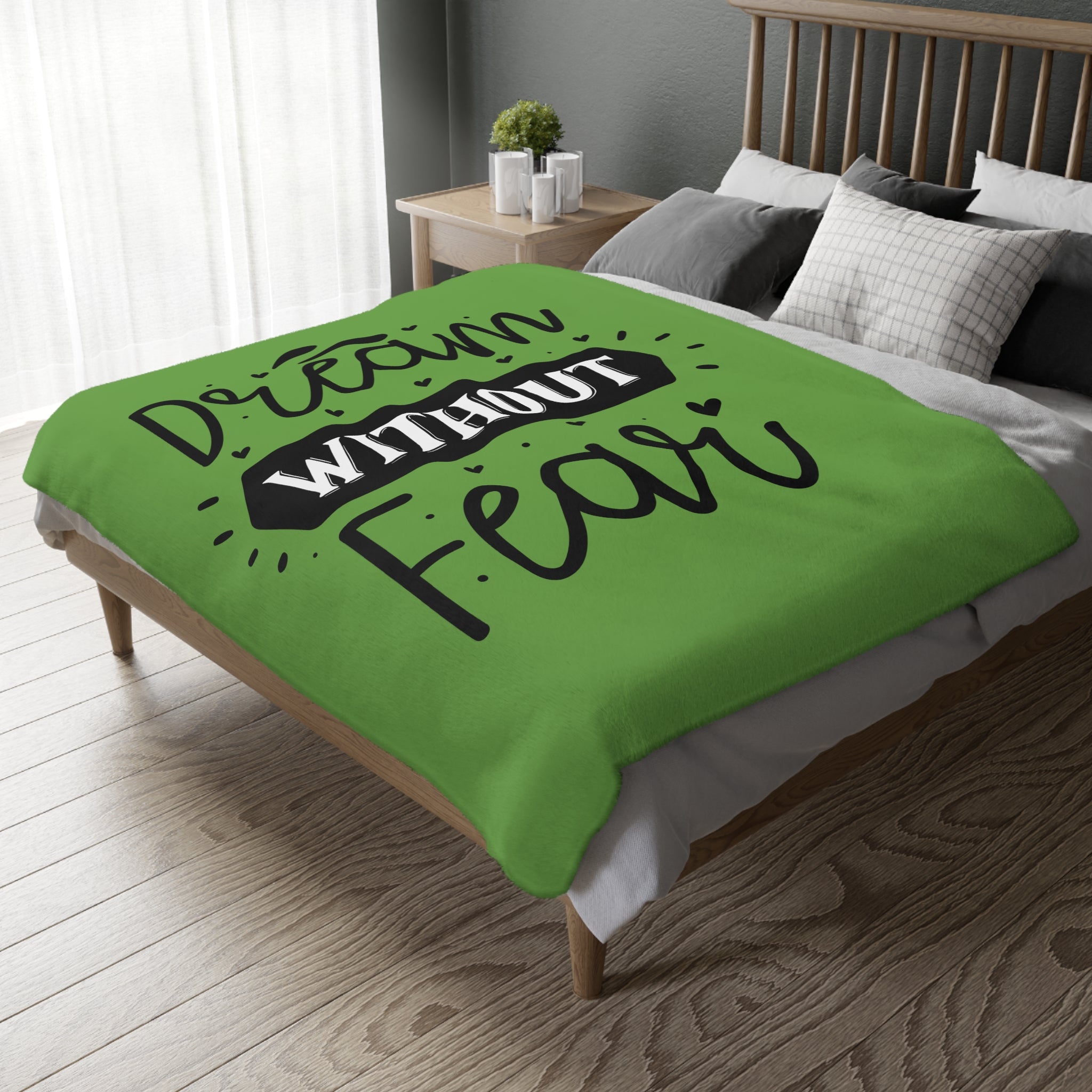 Inspirational Velveteen Microfiber Blanket - "Dream Without Fear"