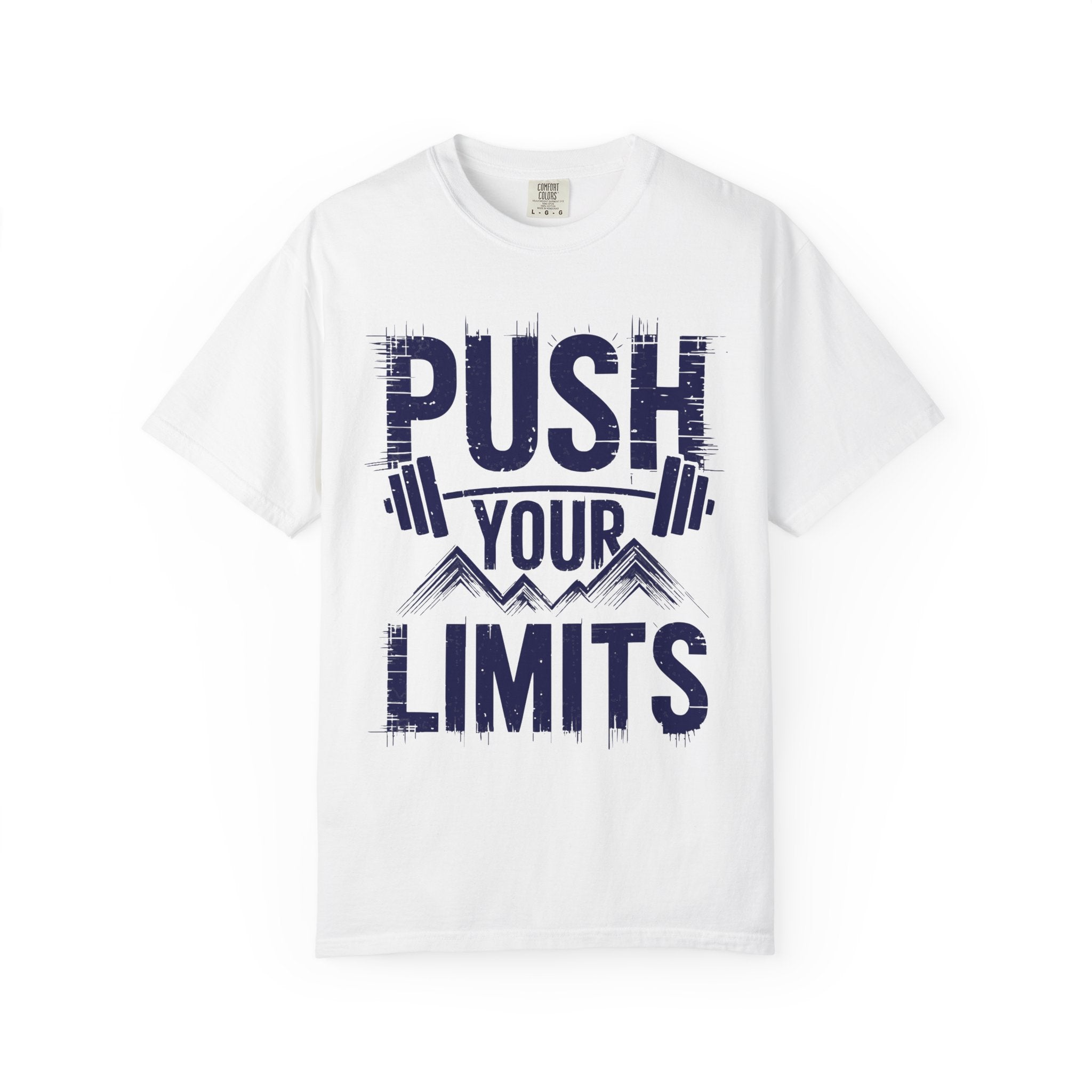 Motivational Workout T-Shirt | 'Push Your Limits' Design | Unisex Garment-Dyed Tee