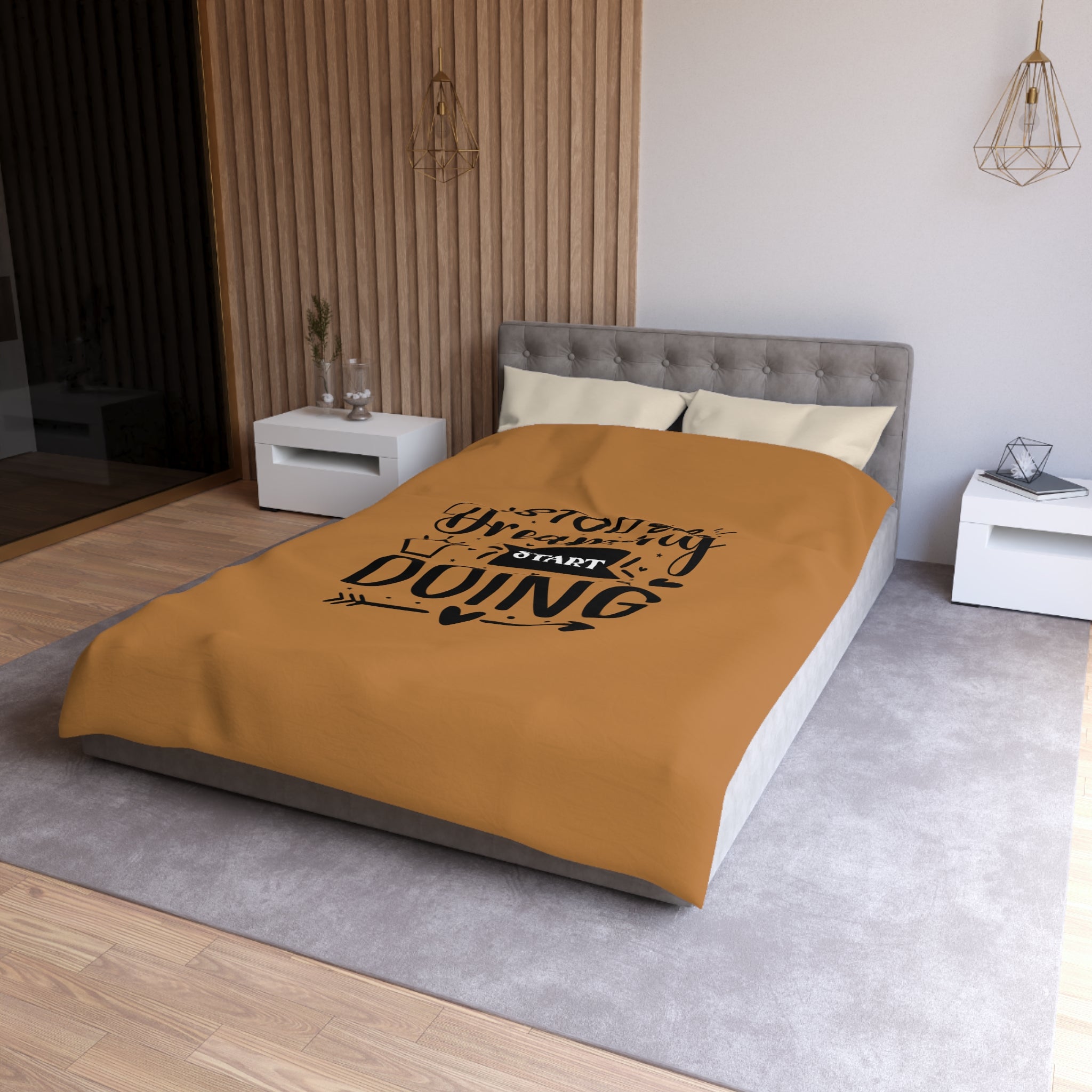 Inspirational Microfiber Duvet Cover - "Stop Dreaming Start Doing" - Cozy Home Decor for Motivated Dreamers