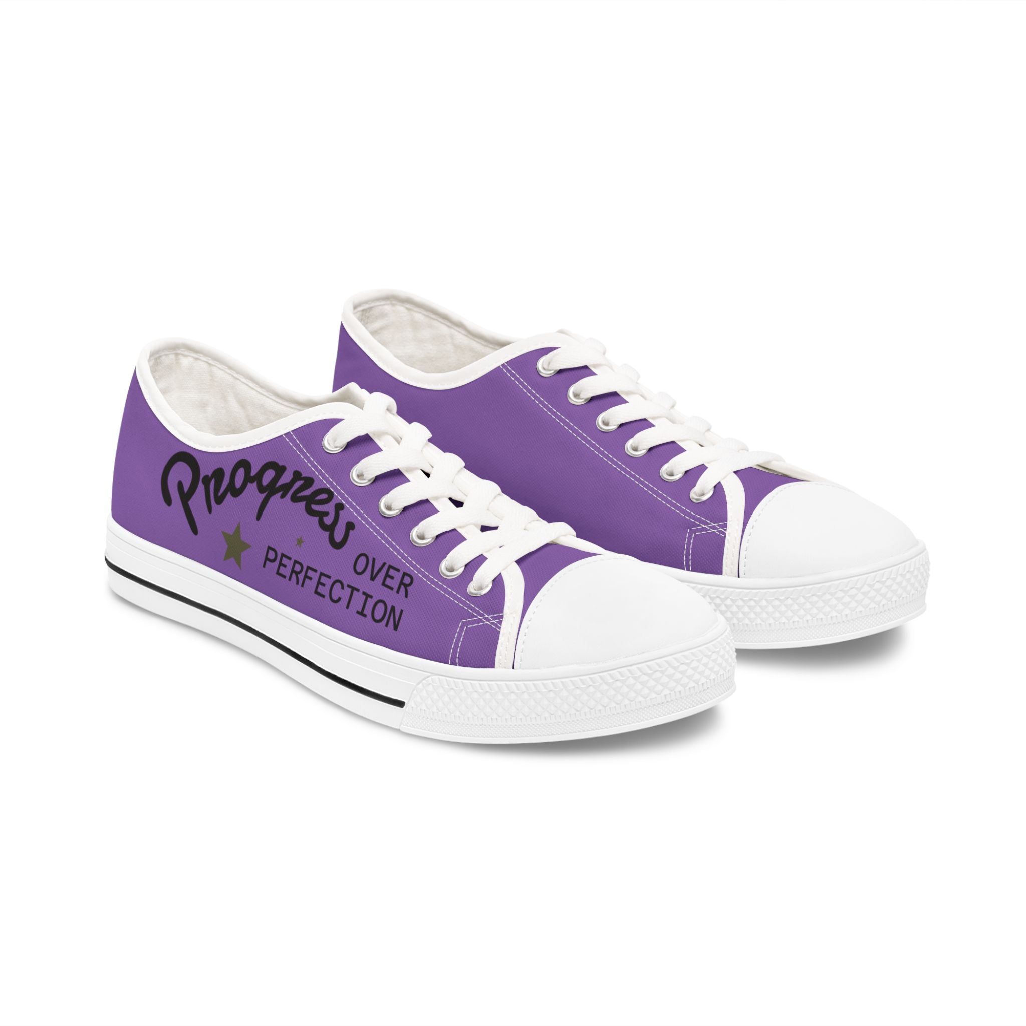 Violet Stylish Women's Low Top Sneakers - Casual, Comfortable, Everyday Wear, Perfect for Summer, Striped Sneakers, Trendy Footwear **Progress Over Perfection"