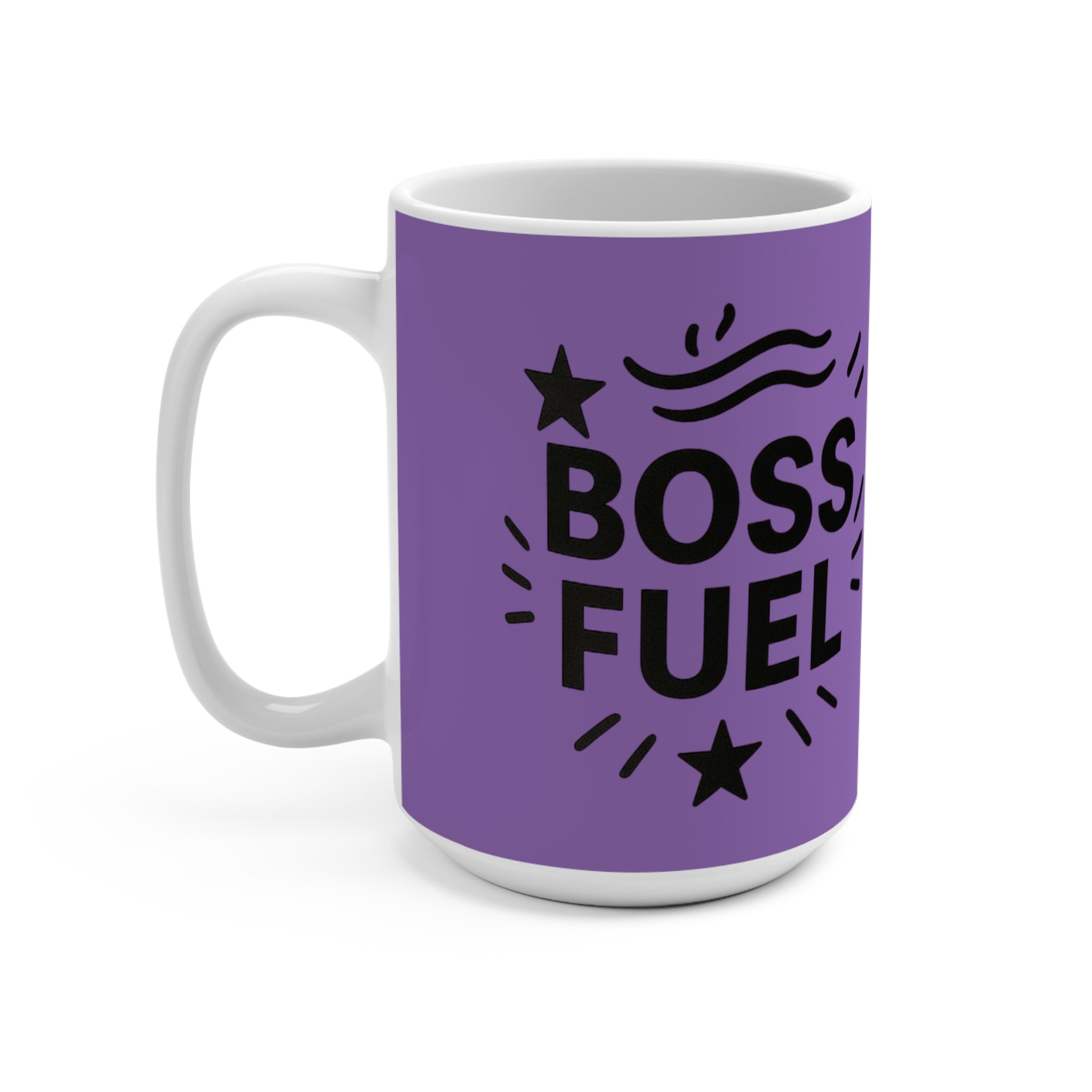 🟣 Boss Fuel Mug - Motivational Coffee Cup for Entrepreneurs & Bosses, Ideal for Office Gift, Work from Home, 15oz Inspirational Mug