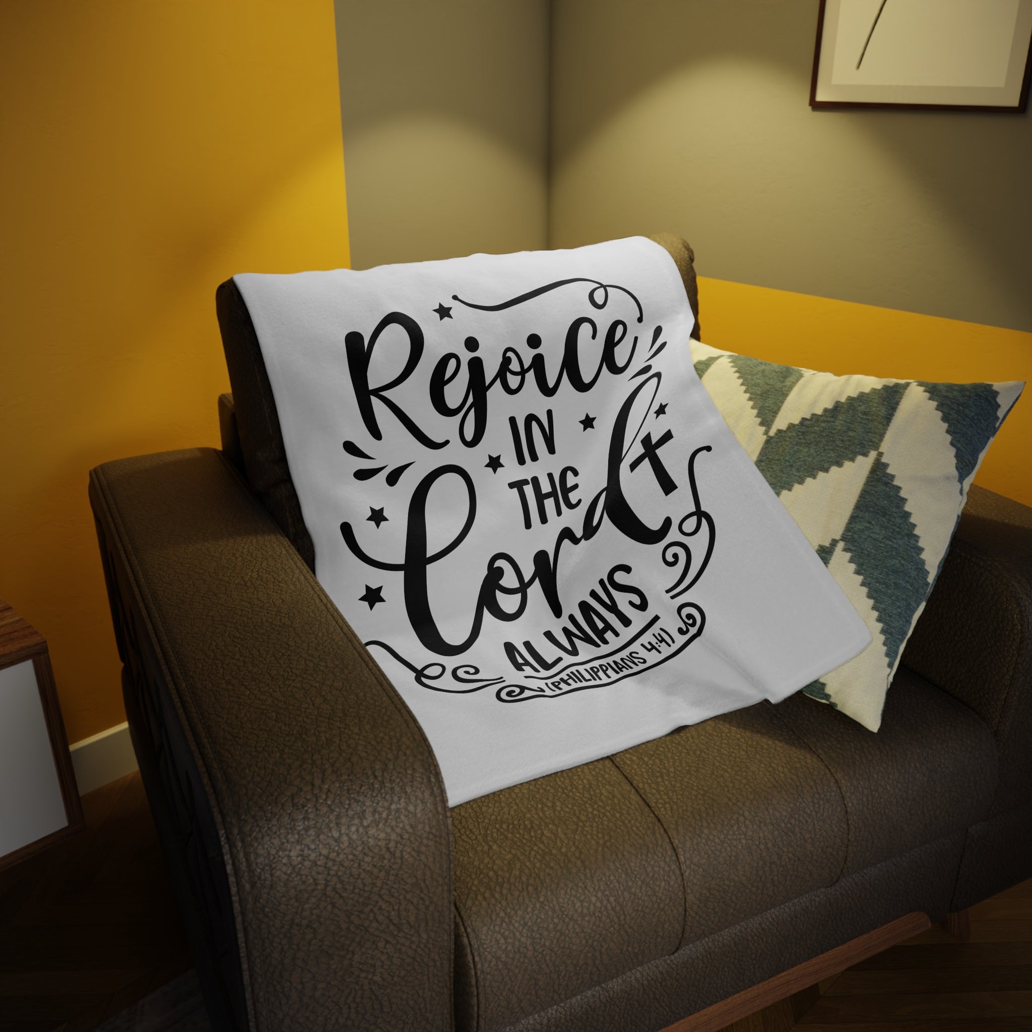 Inspirational Plush Fleece Blanket - 'Rejoice in the Lord Always'
