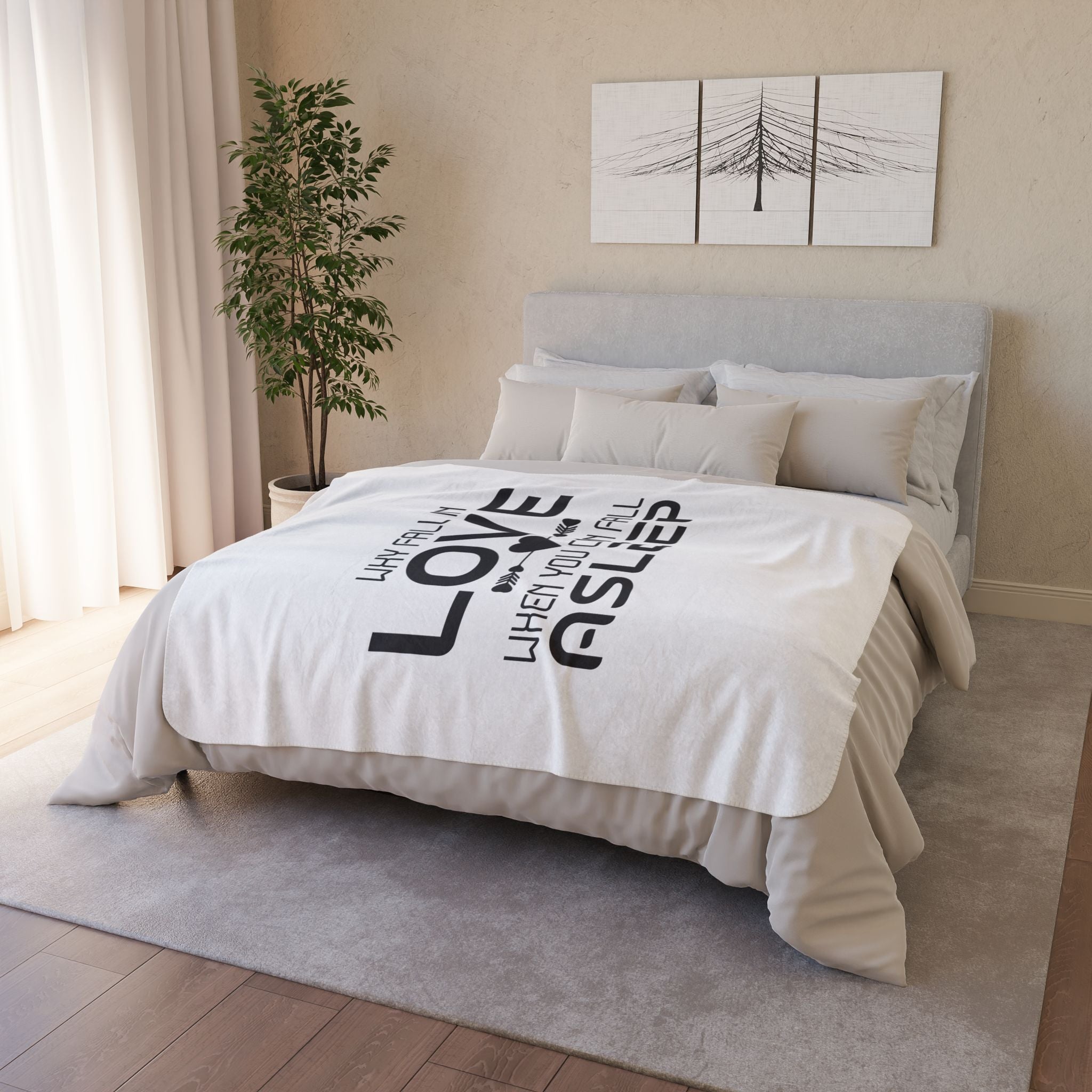 Cozy Fleece Sherpa Blanket - "Why Fall in Love When You Can Fall Asleep" - Perfect Gift for Romantic Evenings and Relaxation