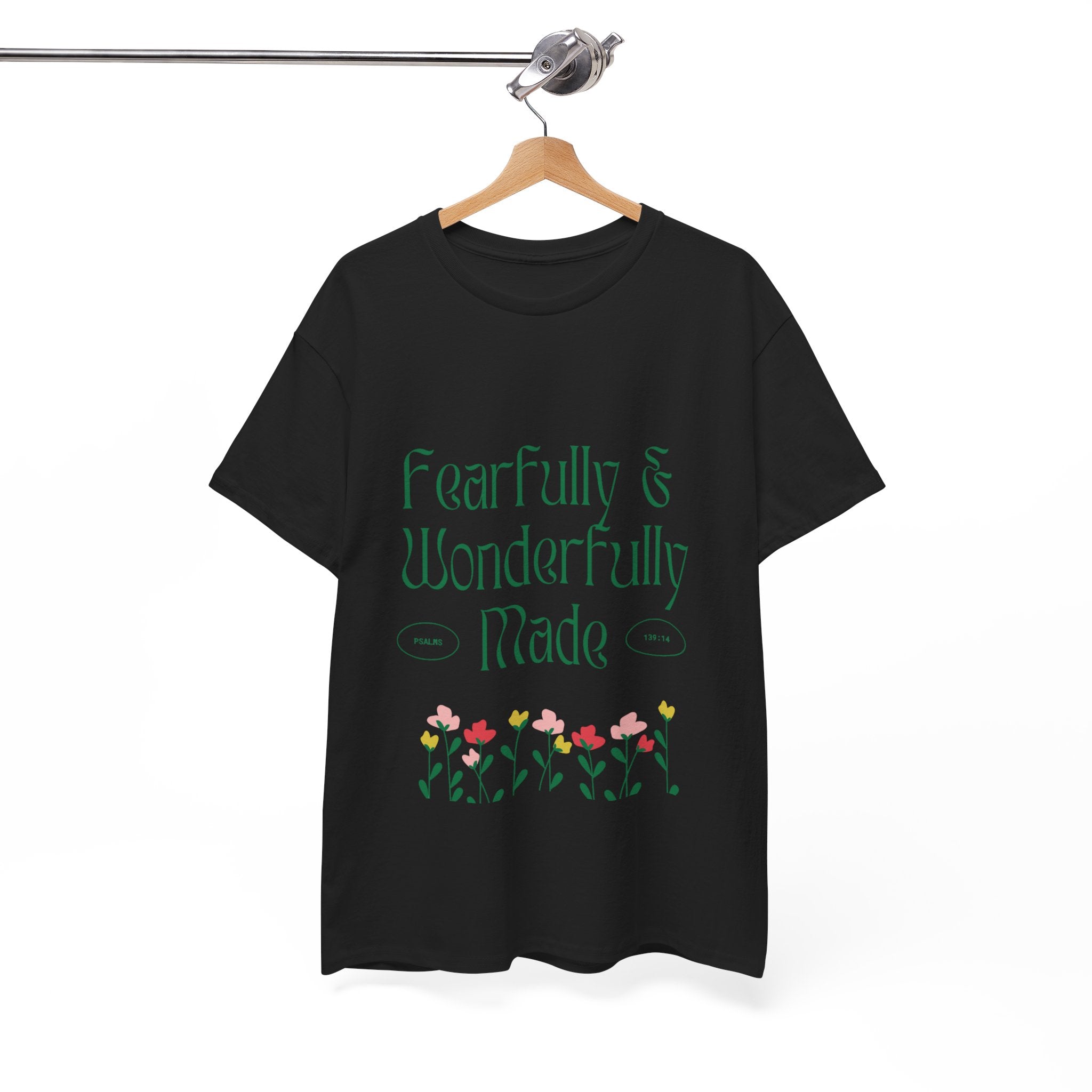 Fearfully & Wonderfully Made Unisex Cotton Tee – Inspirational Floral T-Shirt