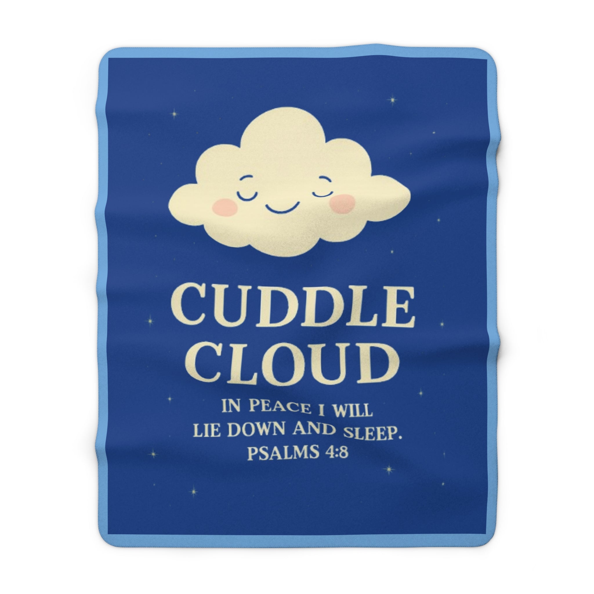 🔵 Cozy Sherpa Fleece Blanket, Cute Cuddle Cloud Design, Perfect for Gifts, Home Decor, Snuggling, Comfort