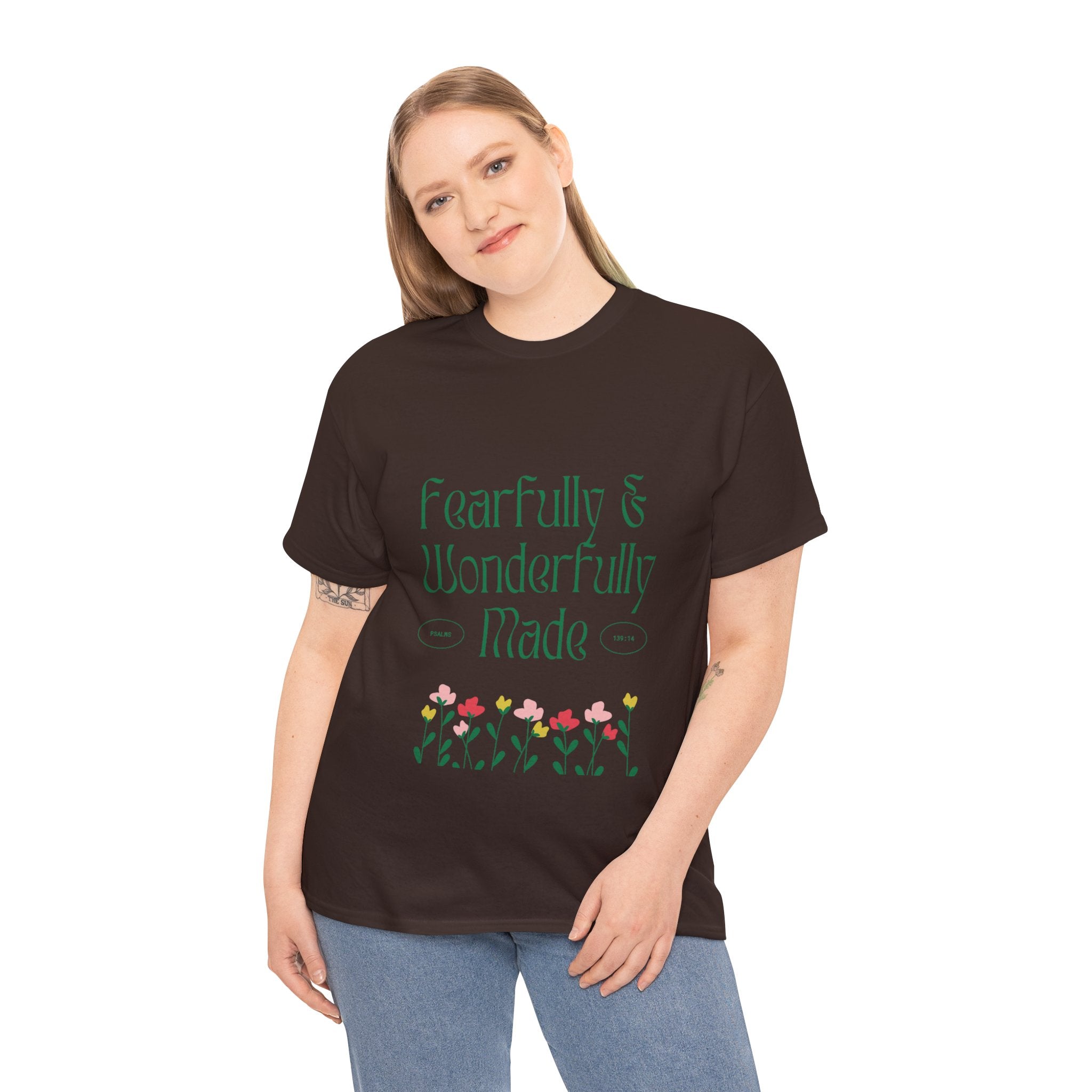 Fearfully & Wonderfully Made Unisex Cotton Tee – Inspirational Floral T-Shirt