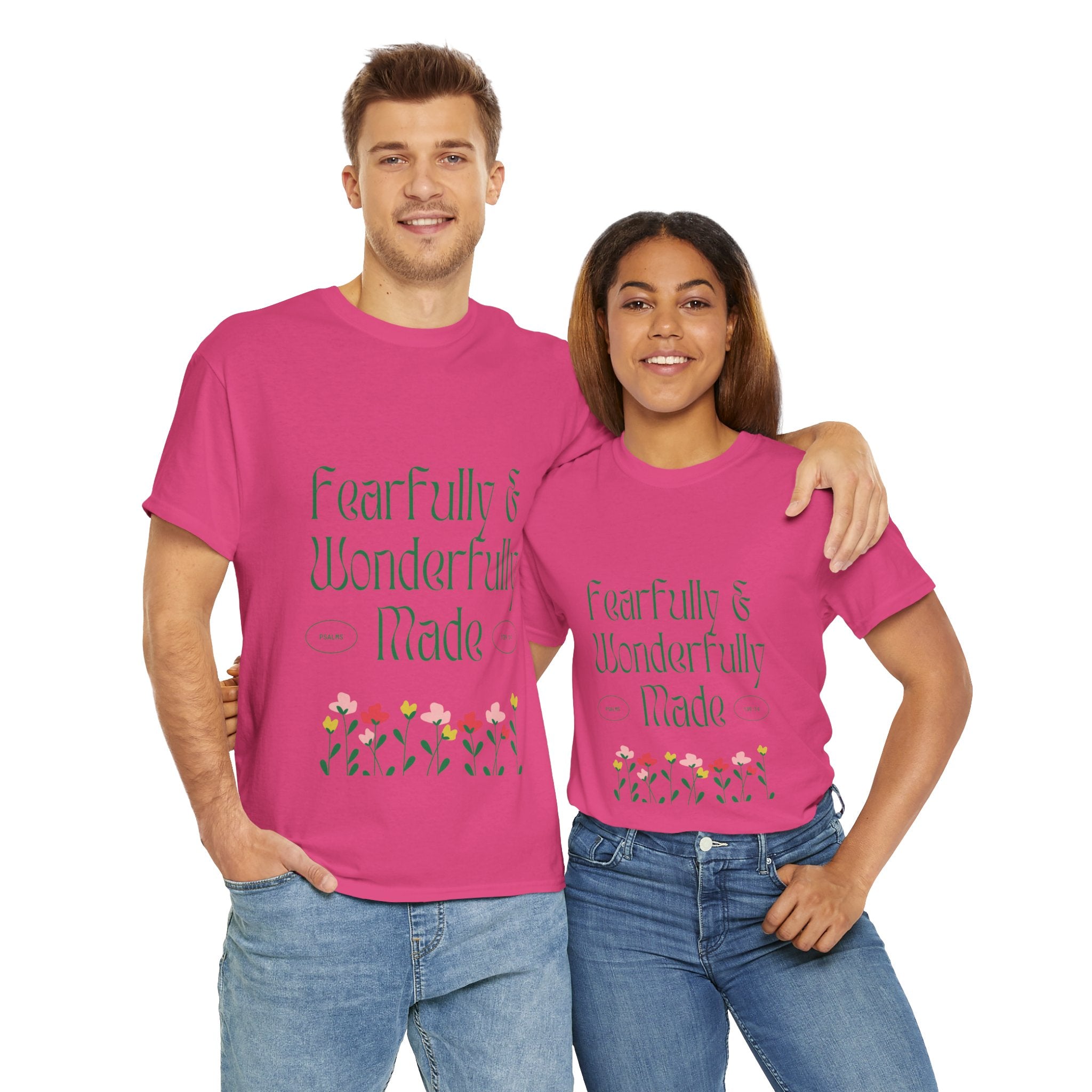 Fearfully & Wonderfully Made Unisex Cotton Tee – Inspirational Floral T-Shirt