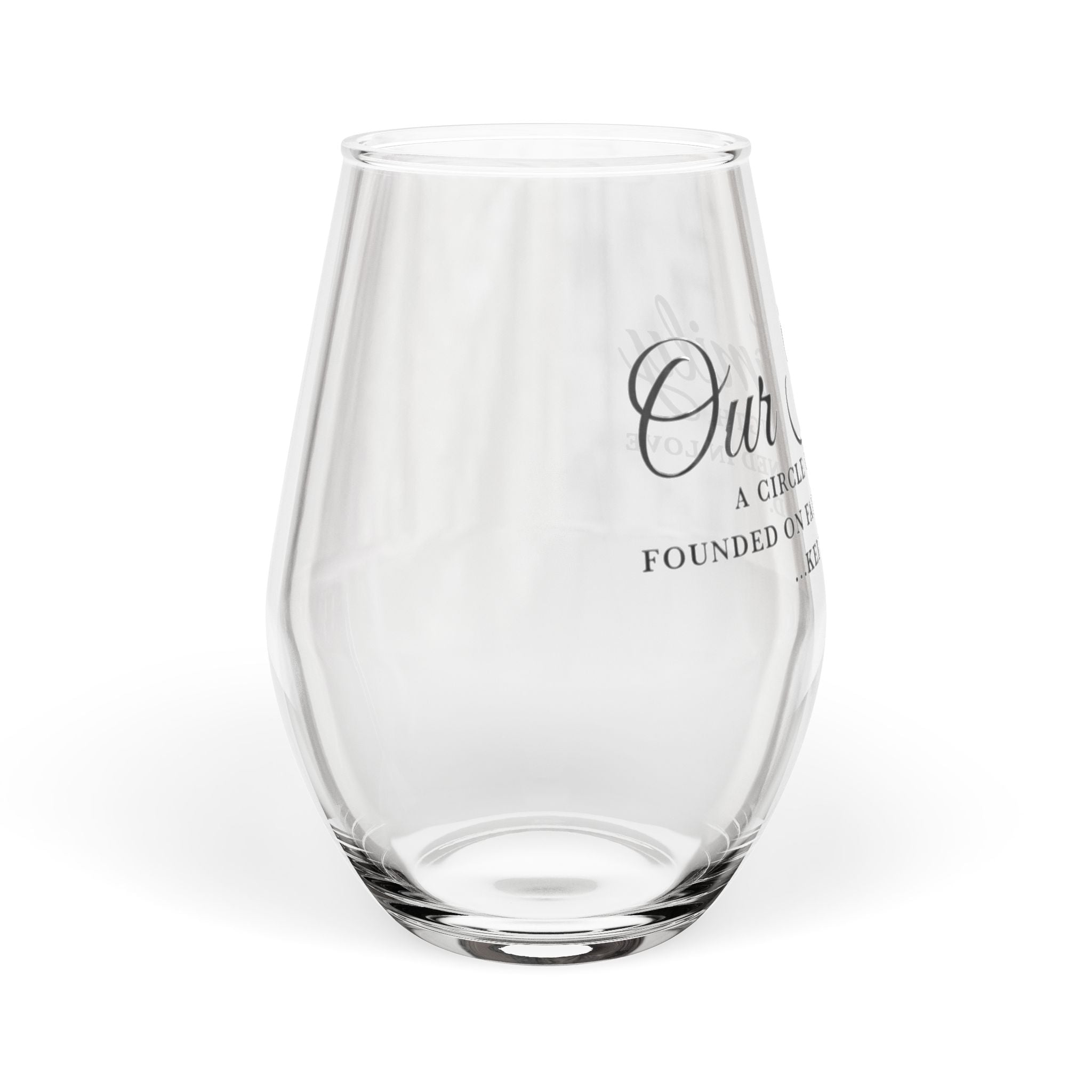 Personalized Stemless Wine Glass, Family Gift, Engraved Wine Tumbler, Home Bar Decor, Wedding Favor, Family Celebration Glass