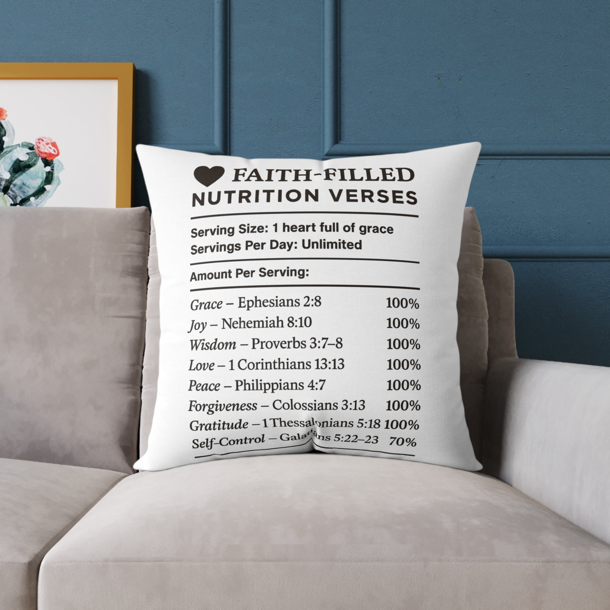 Faith-Filled Pillow Nutrition Versus