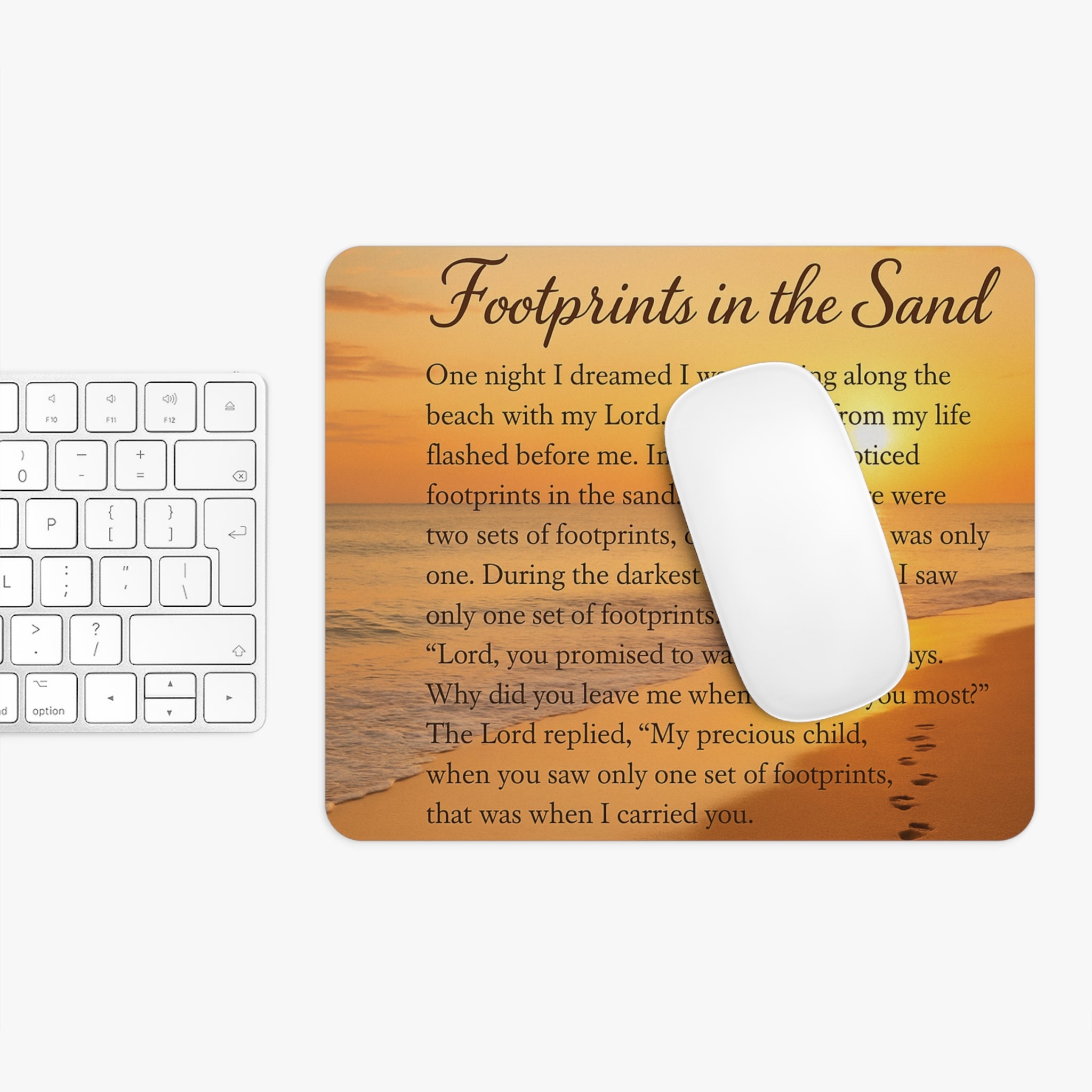 Inspirational Mouse Pad - Footprints in the Sand Quote, Office Decor, Gift for Encouragement, Inspirational Desk Accessory, Teacher Gift