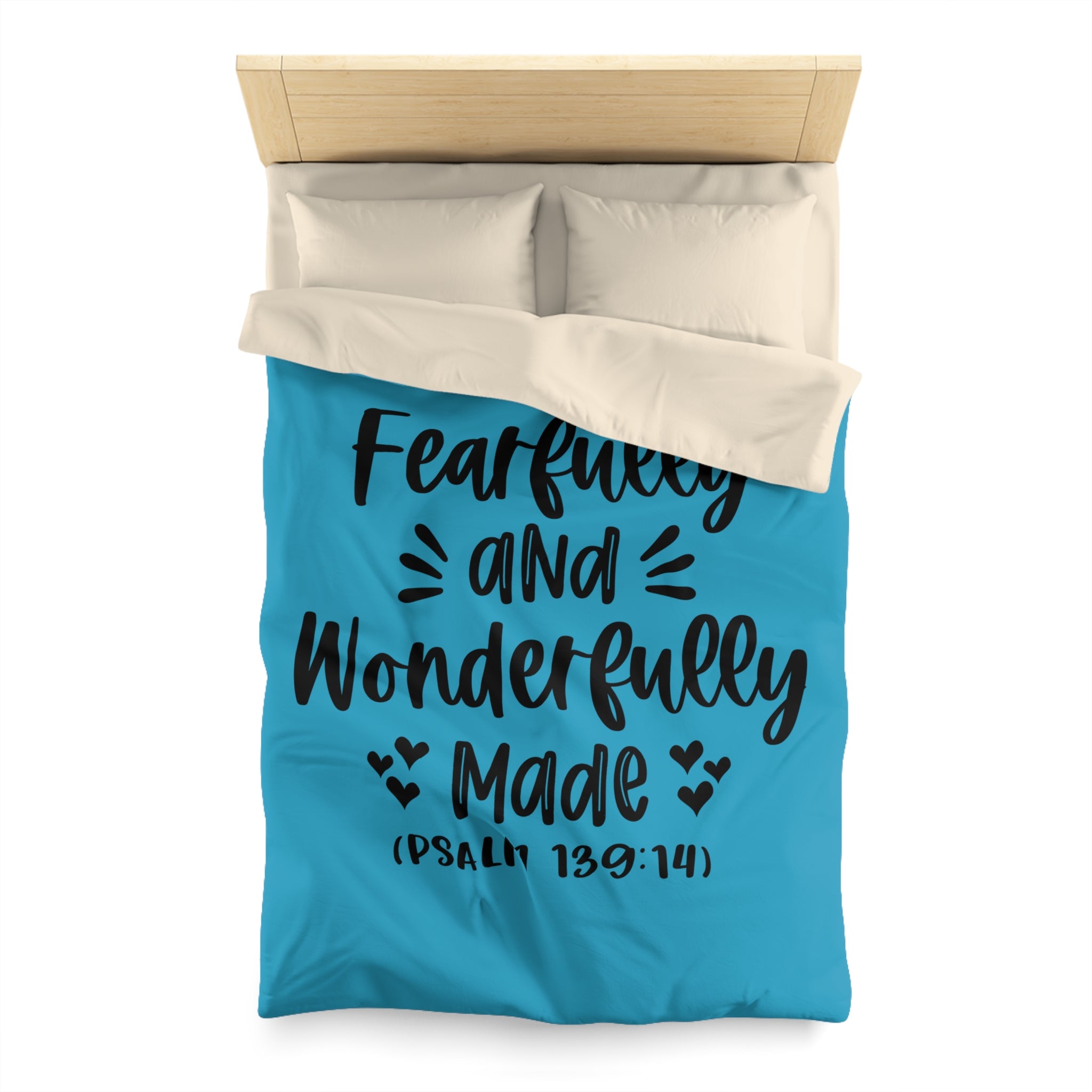 Inspirational Microfiber Duvet Cover - 'Fearfully and Wonderfully Made'