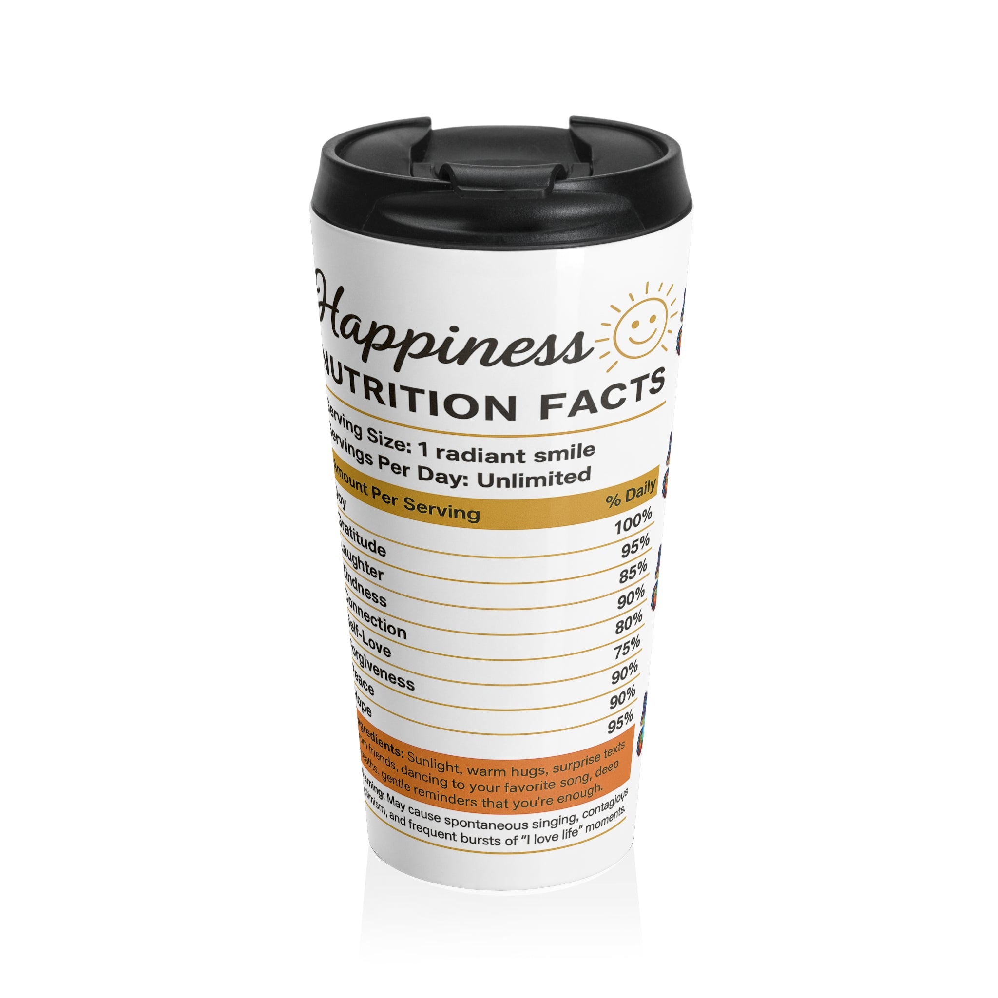 Happy Vibes Stainless Steel Travel Mug | Motivational Drinkware for Coffee Lovers, Gift for Friends, Positive Quotes, Daily [...]