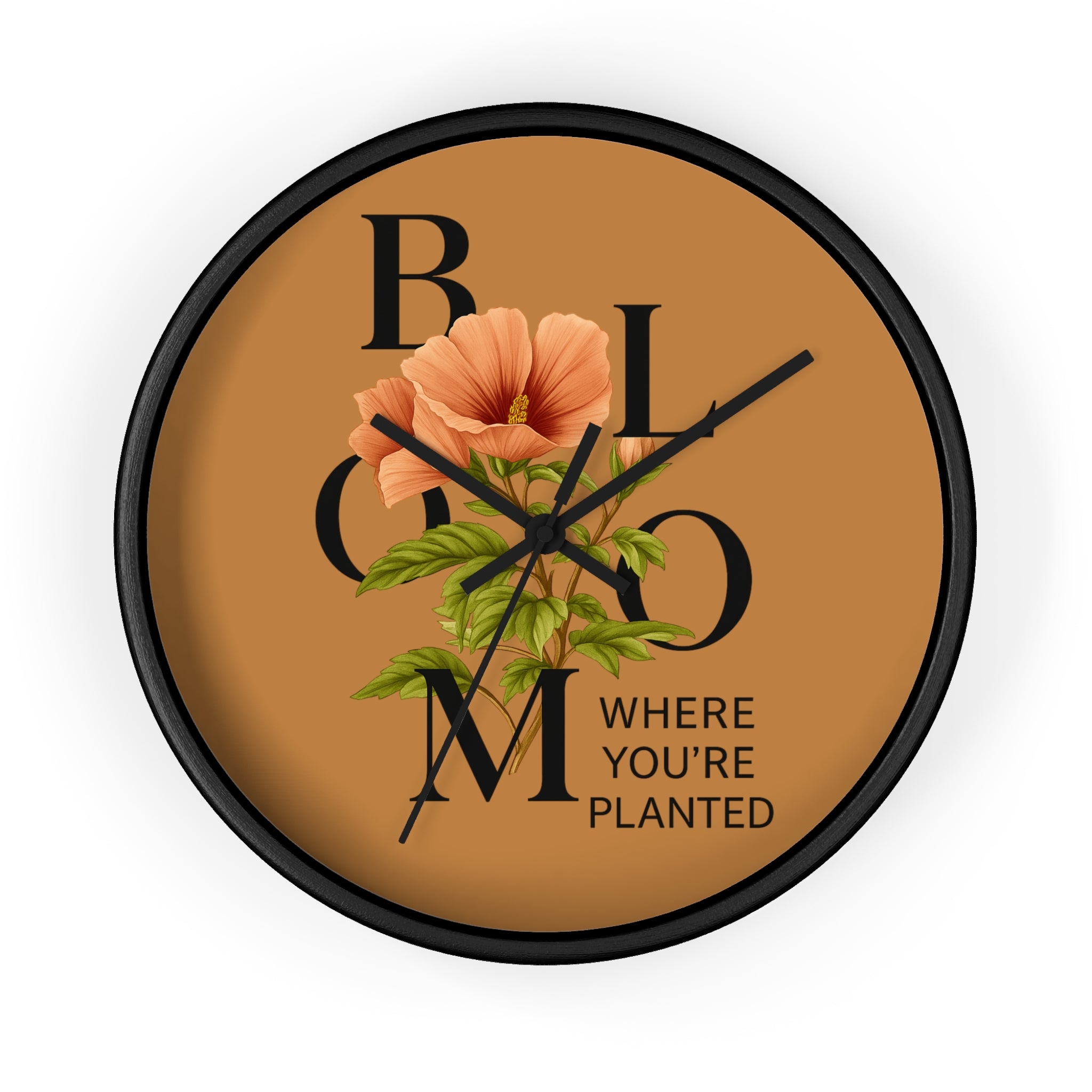 Copy of Bloom Where You're Planted Wall Clock, Floral Home Decor, Botanical Gift, Inspirational Wall Art, Modern Timepiece