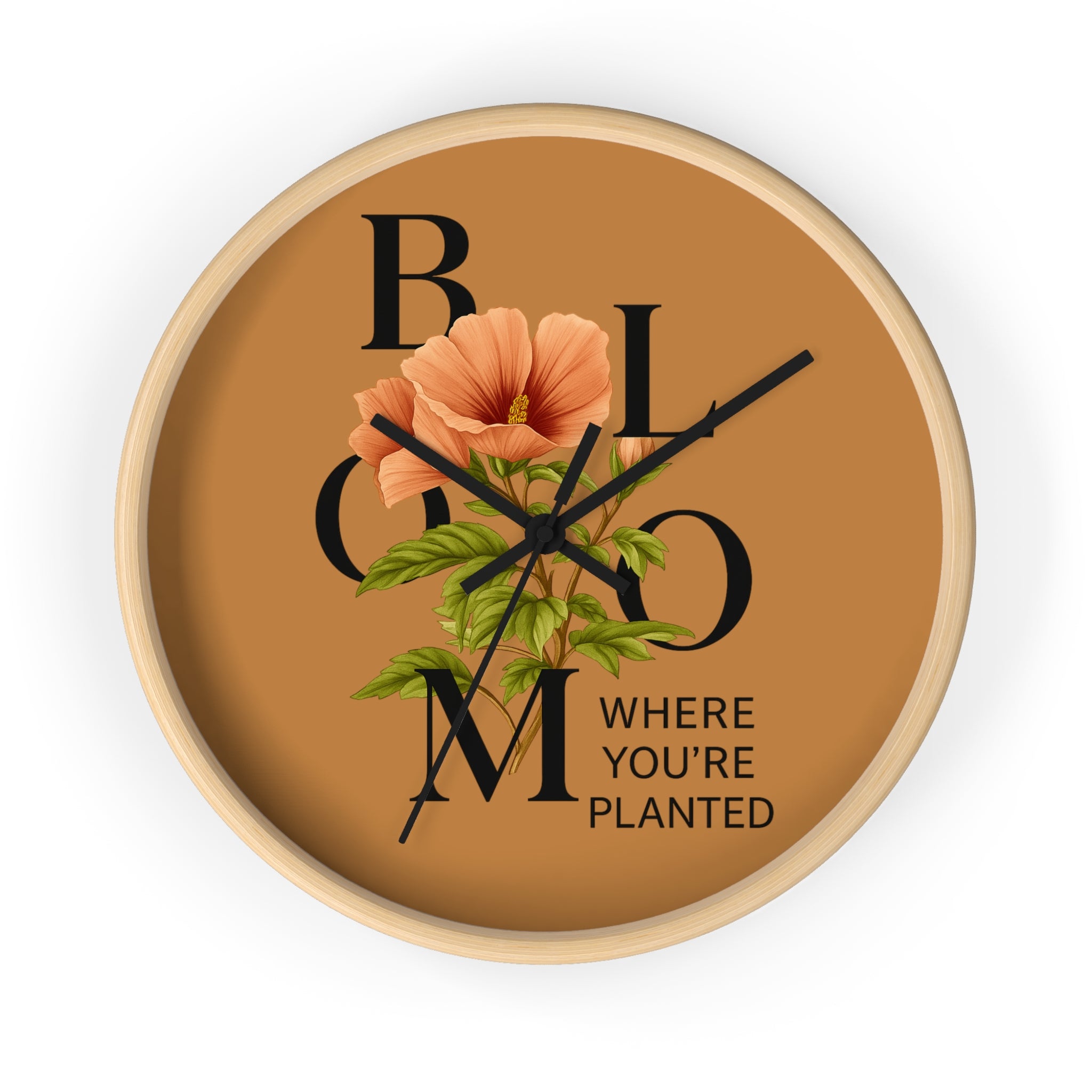 Copy of Bloom Where You're Planted Wall Clock, Floral Home Decor, Botanical Gift, Inspirational Wall Art, Modern Timepiece