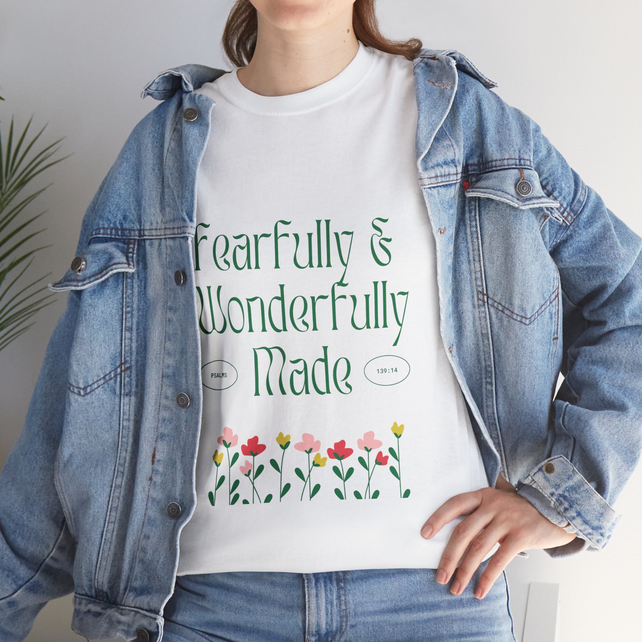 Fearfully & Wonderfully Made Unisex Cotton Tee – Inspirational Floral T-Shirt