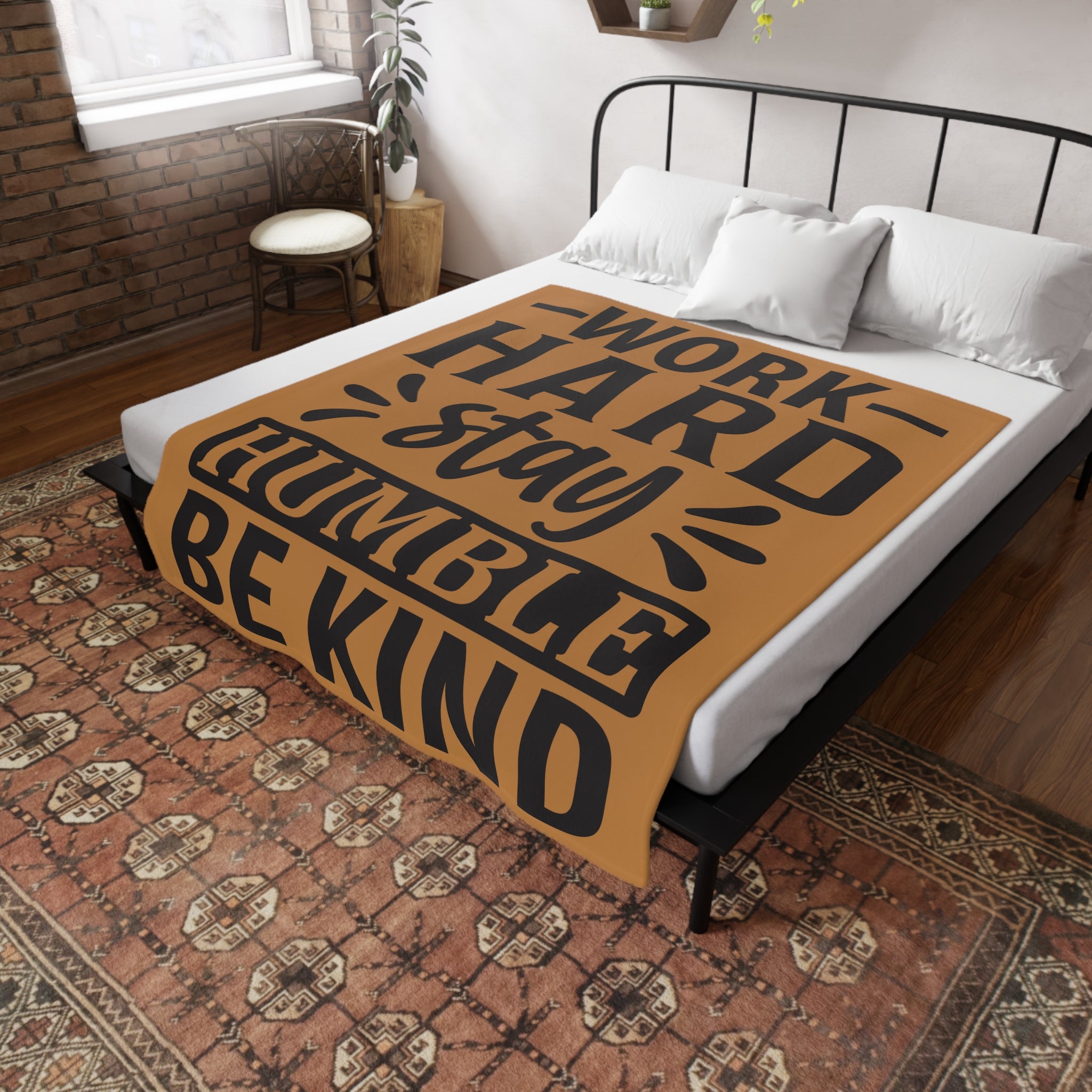 Motivational Fleece Blanket - Cozy Home Decor, Gift for Inspiration, Work Hard Stay Humble, Encouragement Blanket, Thoughtful Present