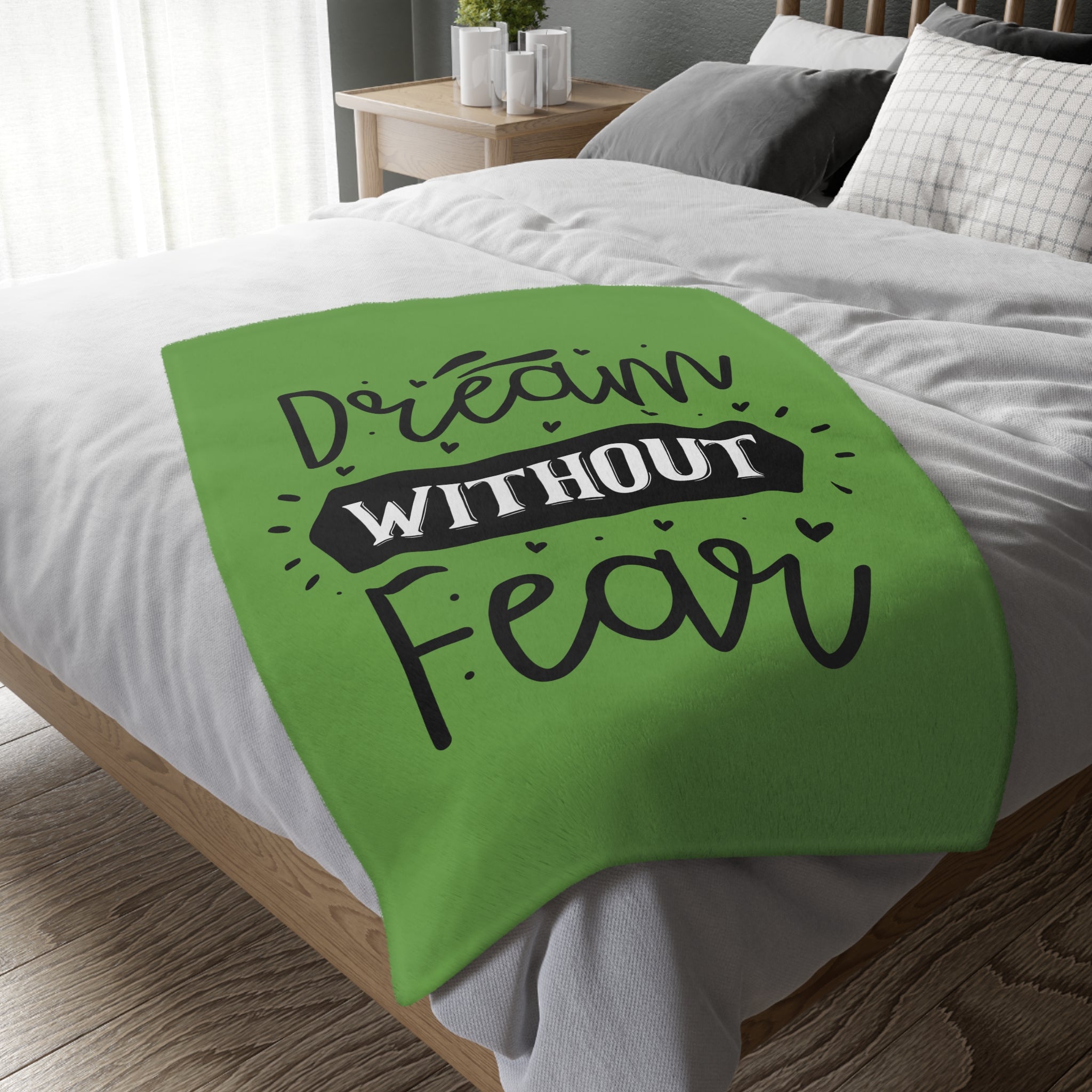 Inspirational Velveteen Microfiber Blanket - "Dream Without Fear"
