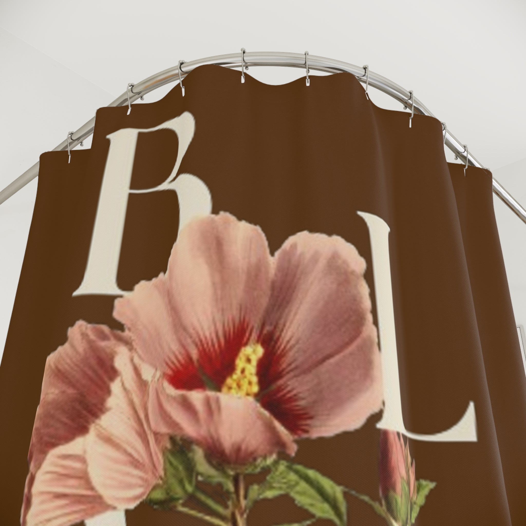 Brown Bloom Where You're Planted Shower Curtain, Floral Bathroom Decor, Boho Home Decor, Gift for Flower Lovers, Unique Bathroom Makeover