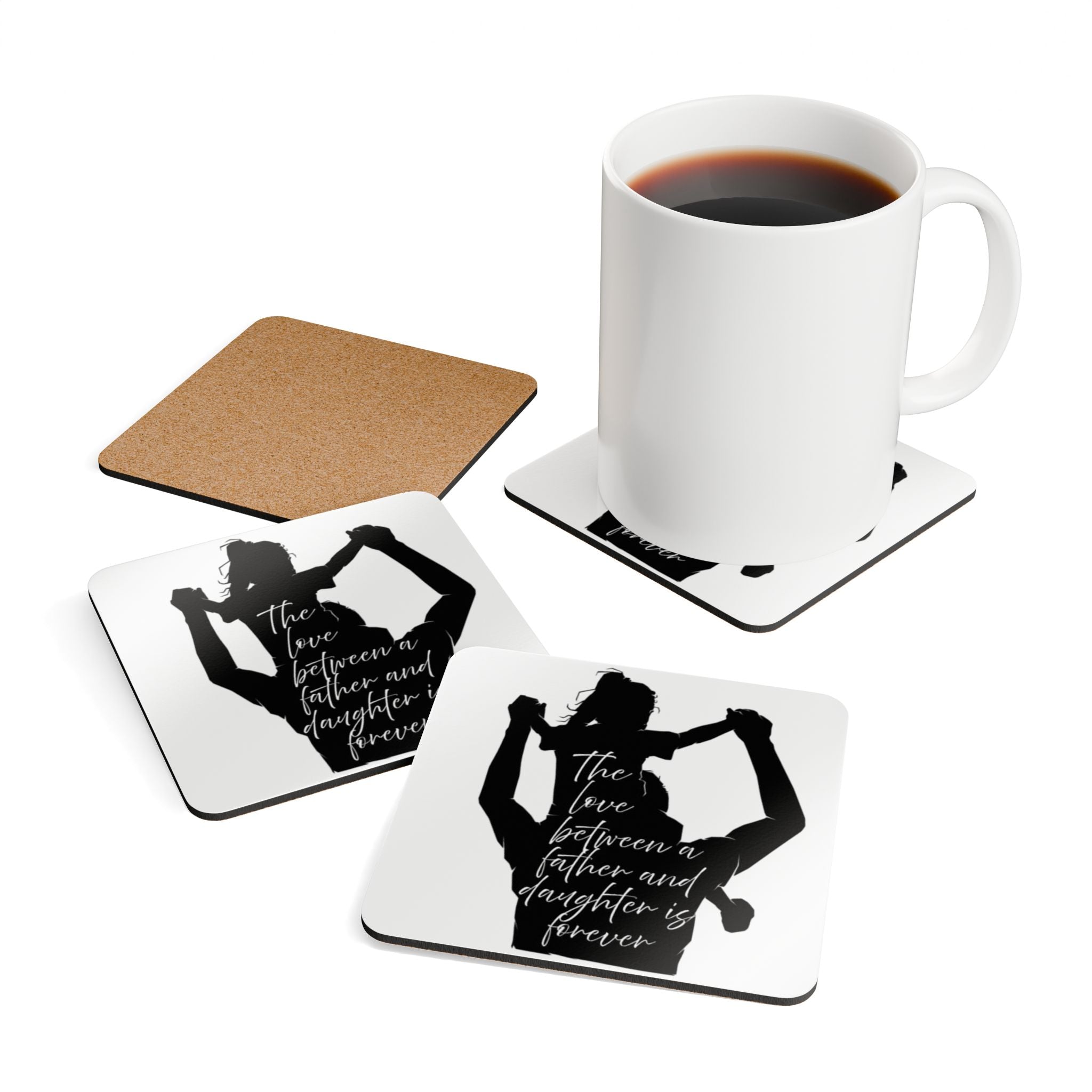 Corkwood Coaster Set - Father Daughter Love, Family Coaster Gift, Home Decor , Personalized Gift, Housewarming Decor