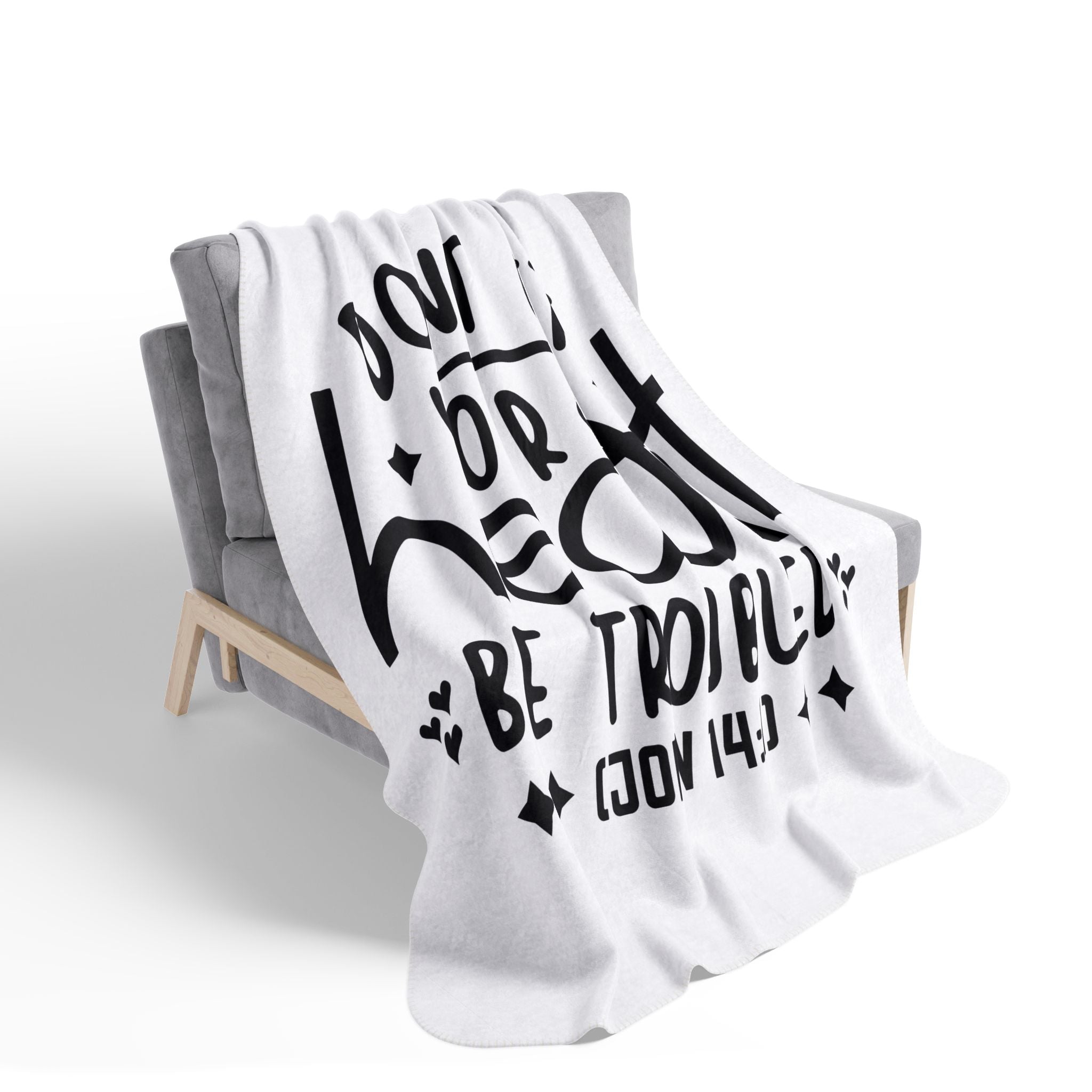 Inspirational Fleece Sherpa Blanket - 'Don't Let Your Heart Be Troubled' (John 14:1) - Cozy Comfort for Home & Gifts