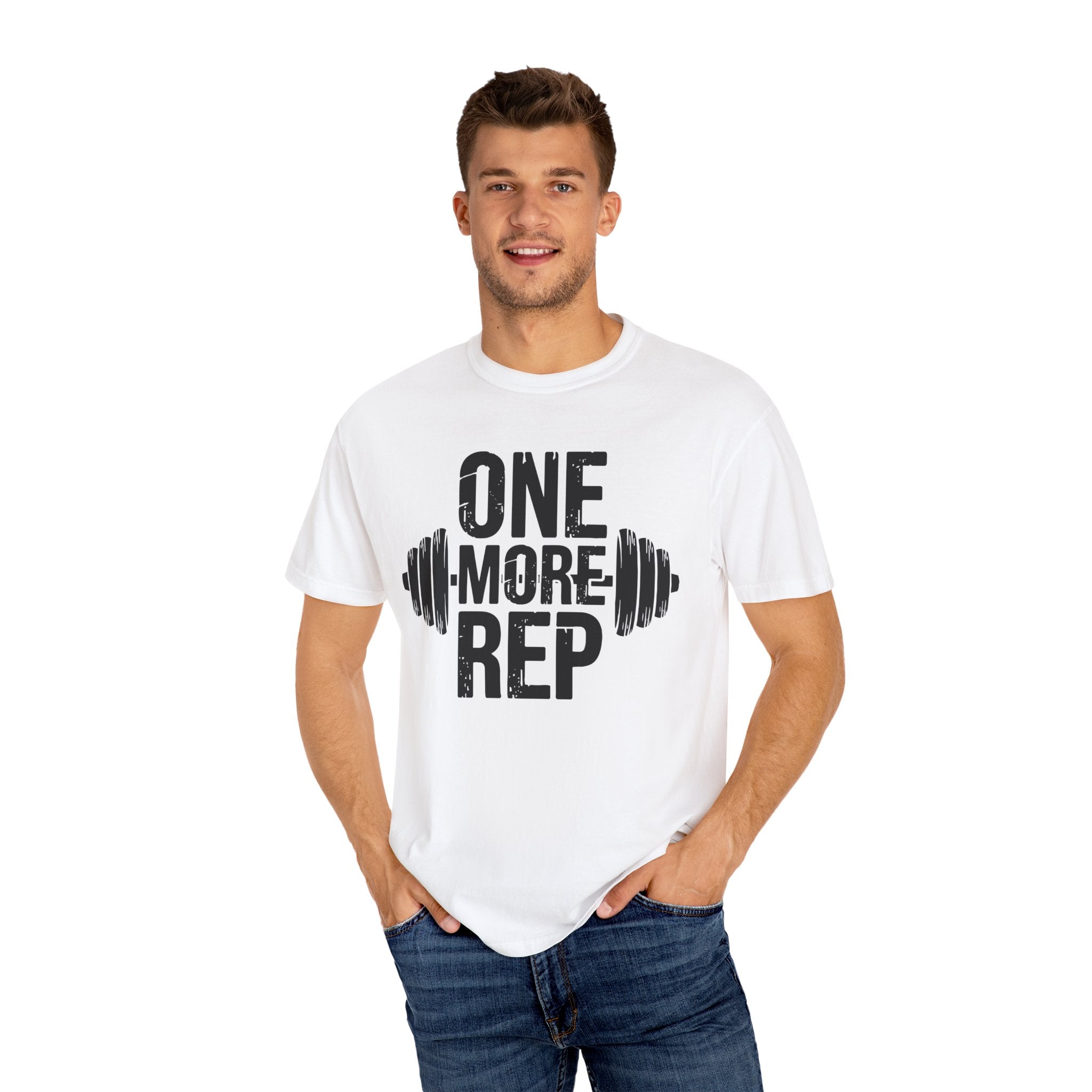 Motivational Workout T-Shirt - "One More Rep" - Unisex Garment-Dyed Tee for Fitness Enthusiasts
