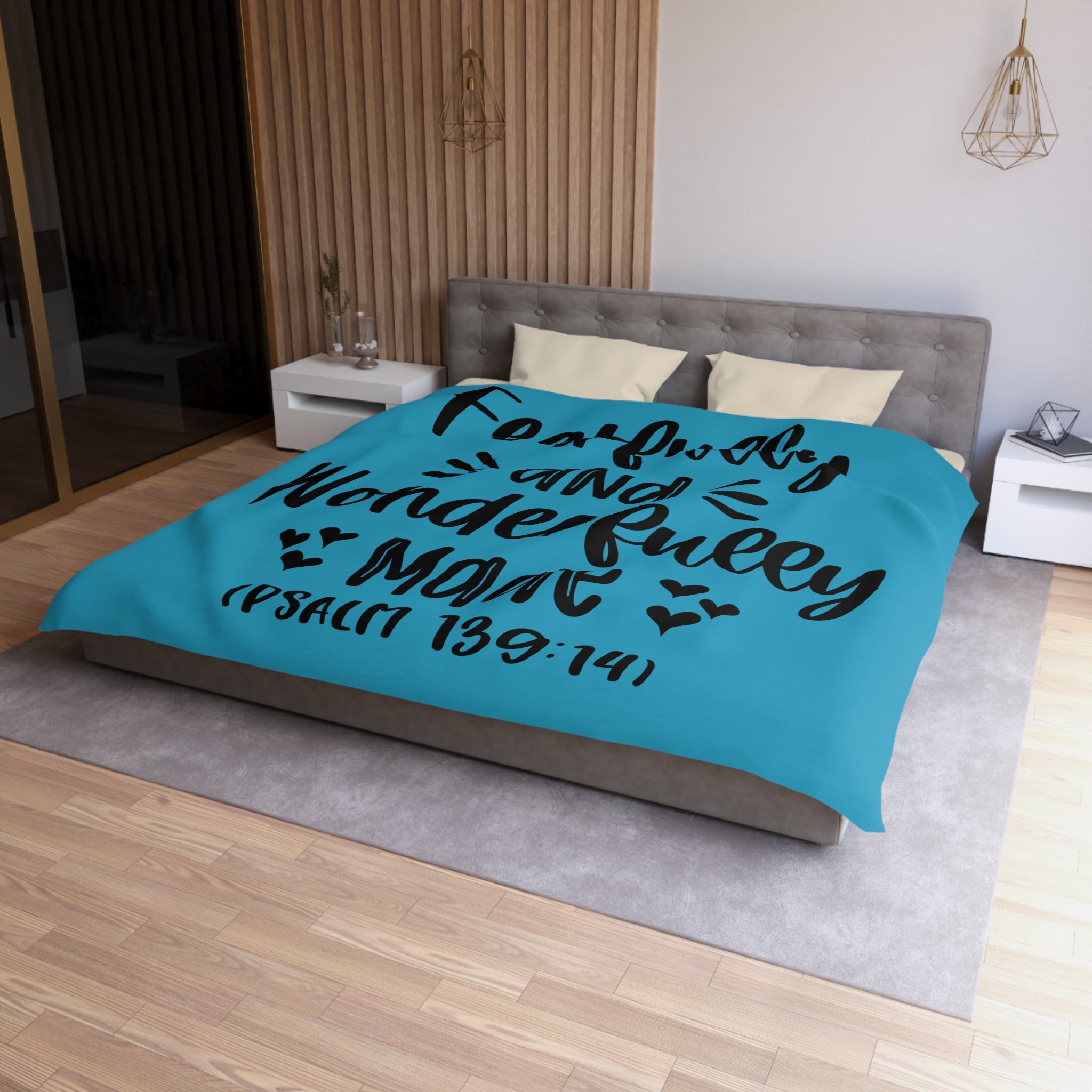 Inspirational Microfiber Duvet Cover - 'Fearfully and Wonderfully Made'