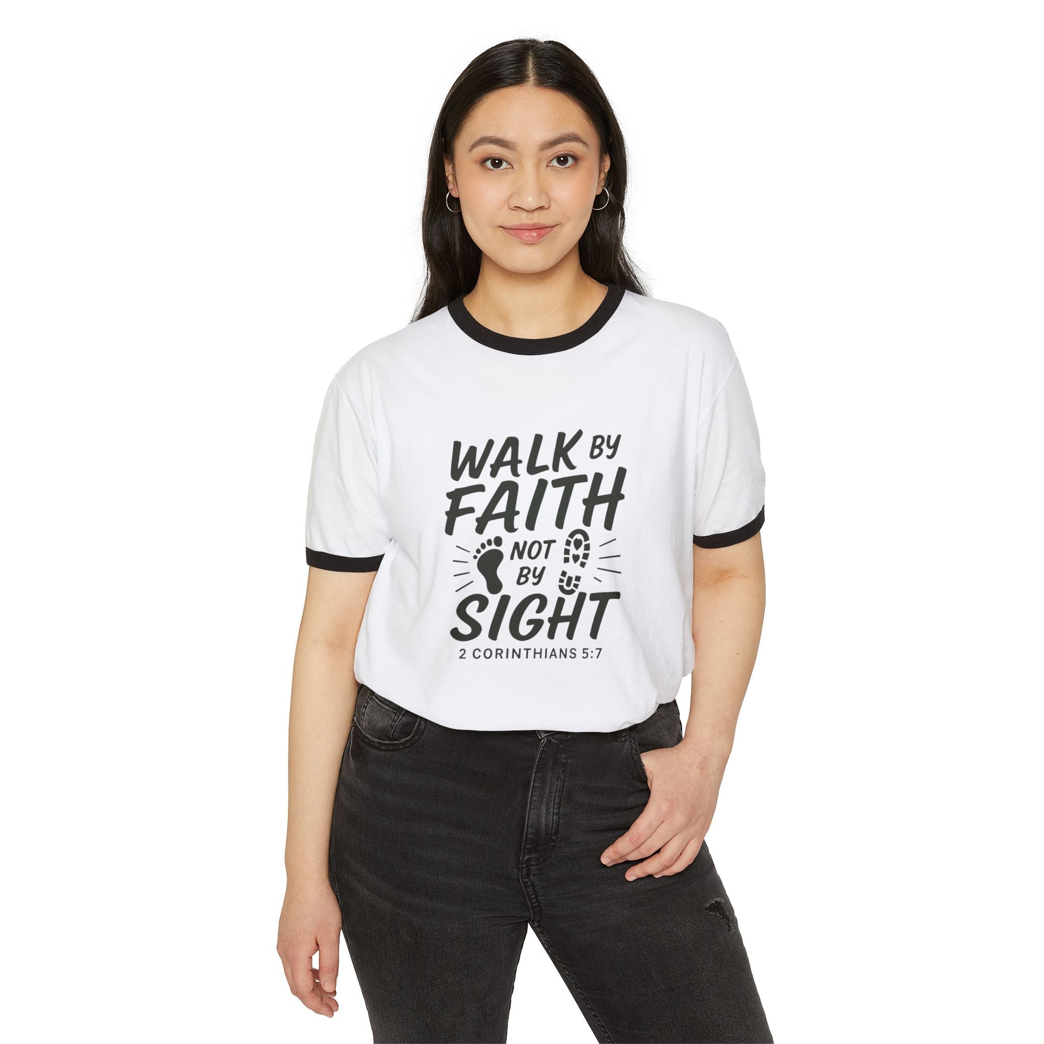 Inspirational Cotton Ringer T-shirt, Faith, Christian Gift, Casual Wear, Unique Faith-Based Apparel