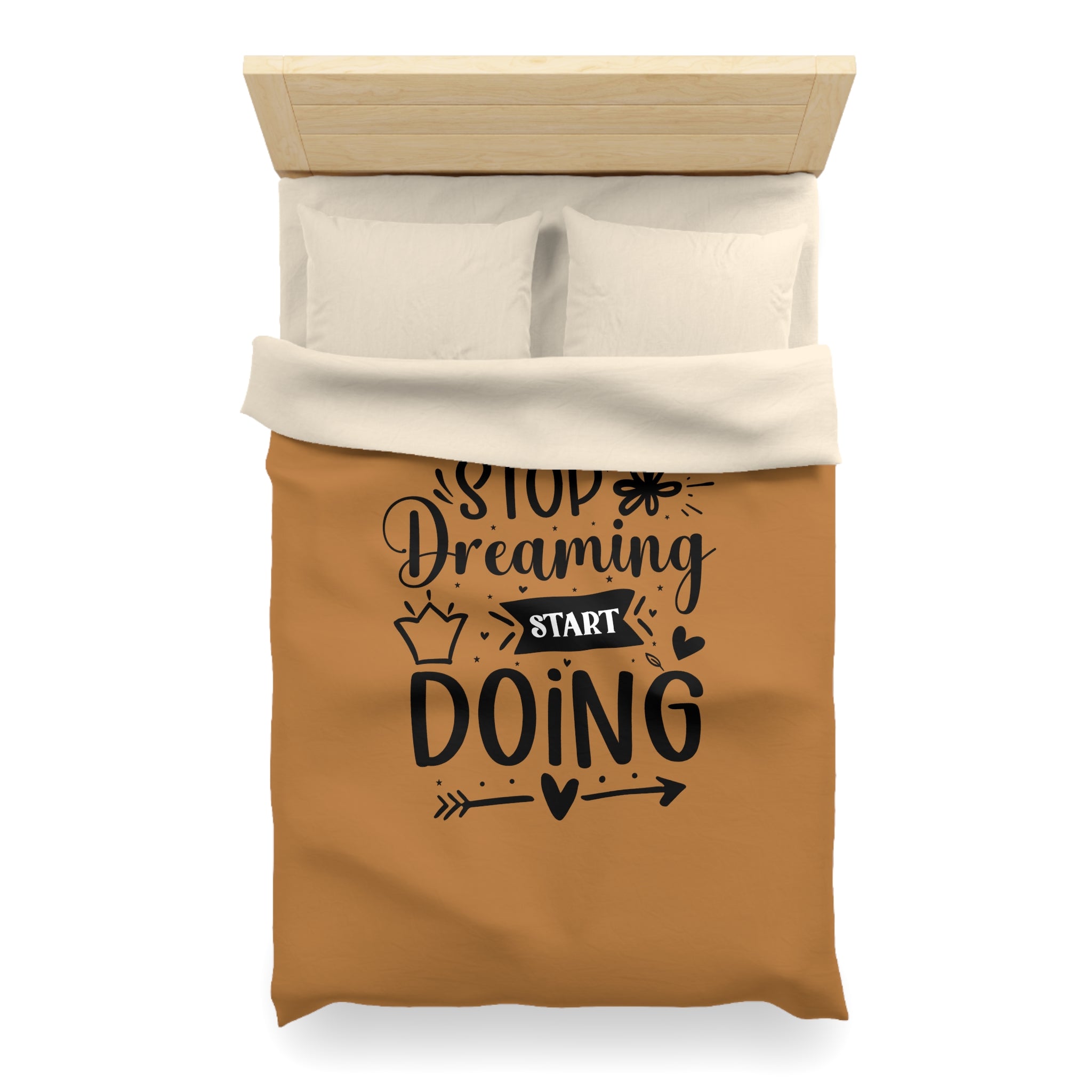Inspirational Microfiber Duvet Cover - "Stop Dreaming Start Doing" - Cozy Home Decor for Motivated Dreamers