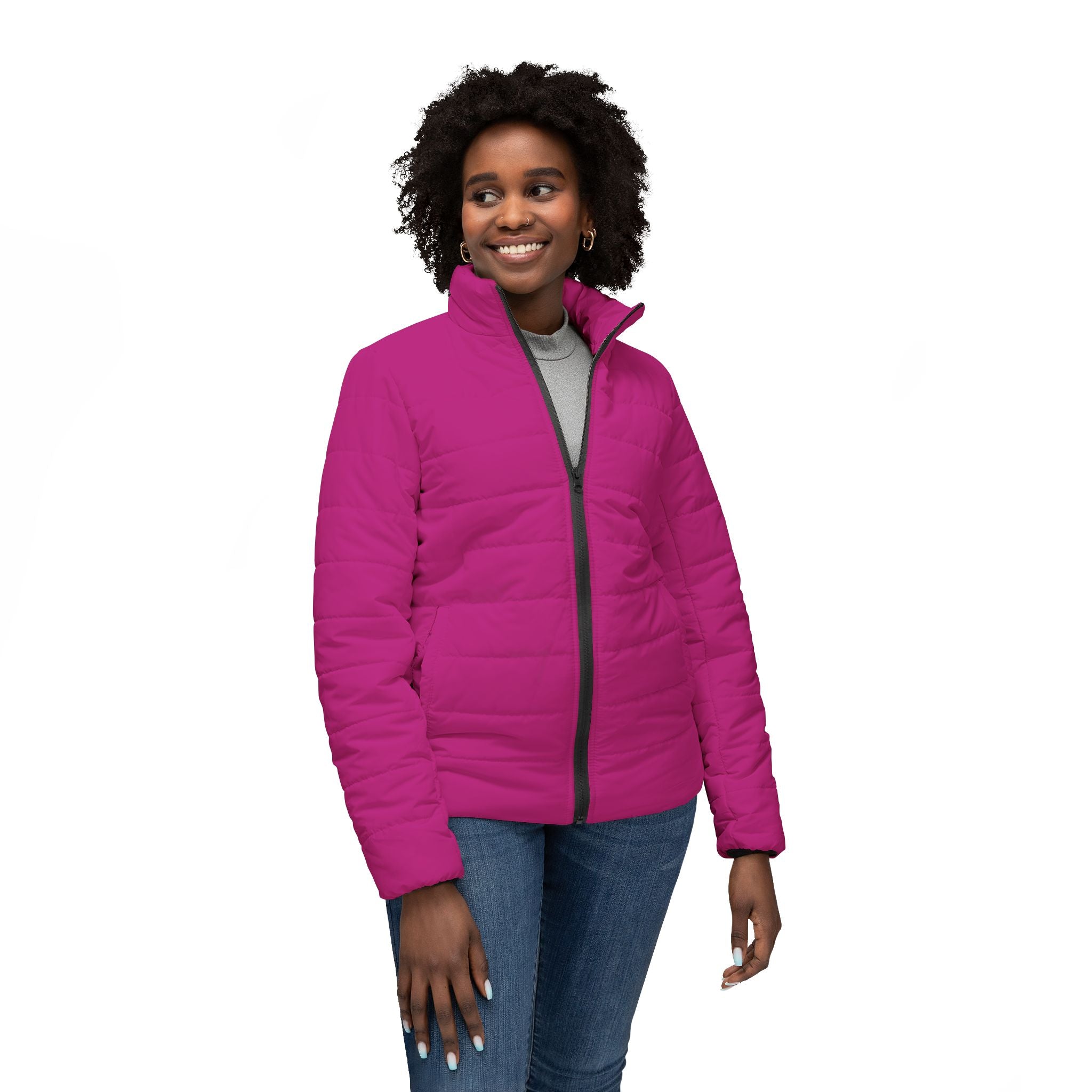 Pink Stylish Women’s Puffer Jacket, Cozy Winter Coat, Trendy Outerwear, Outdoor Fashion, Fall/Winter Essential