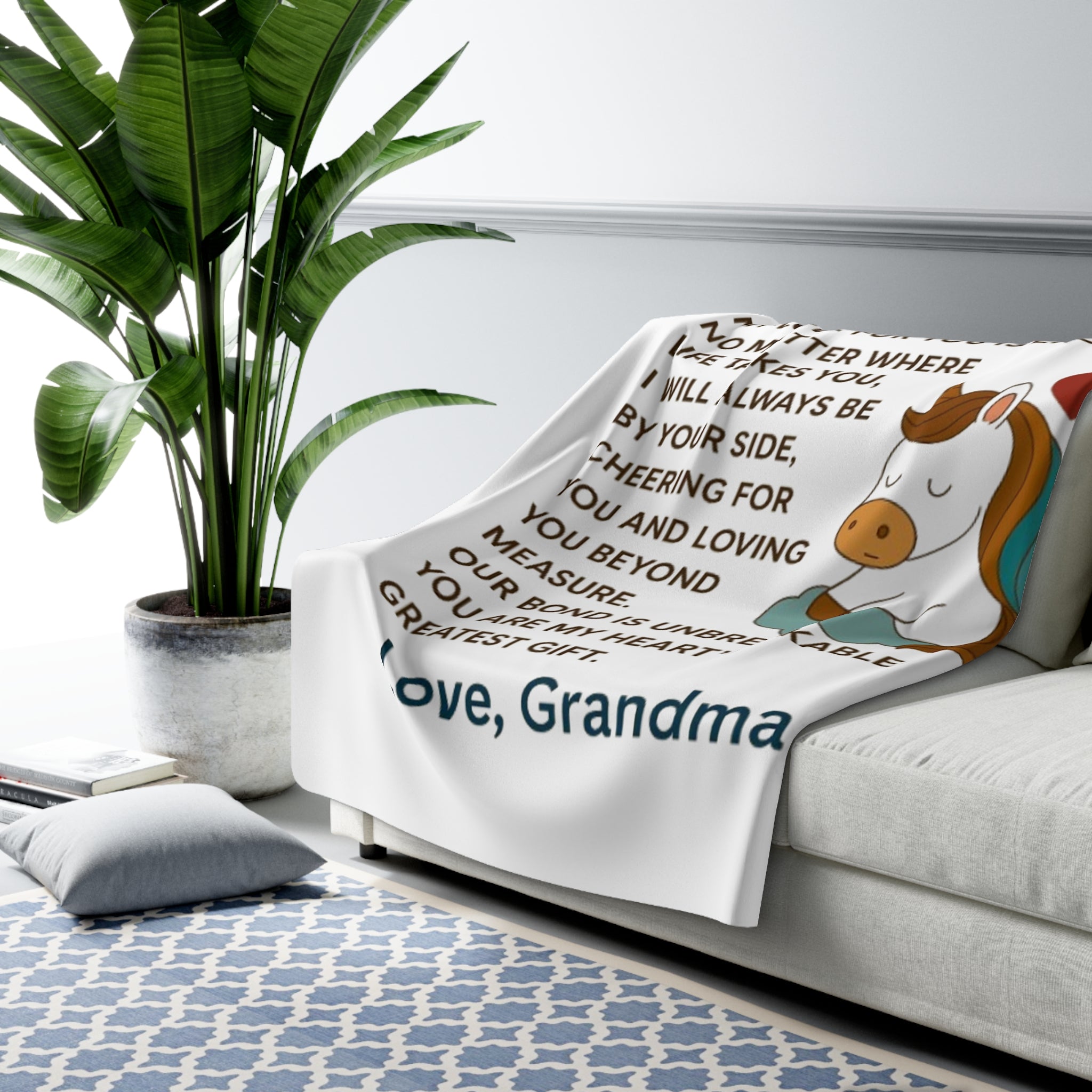 To My Granddaughter Sherpa Fleece Blanket | Cozy Gift from Grandma | Soft Throw Blanket for Birthdays, Holidays, Love