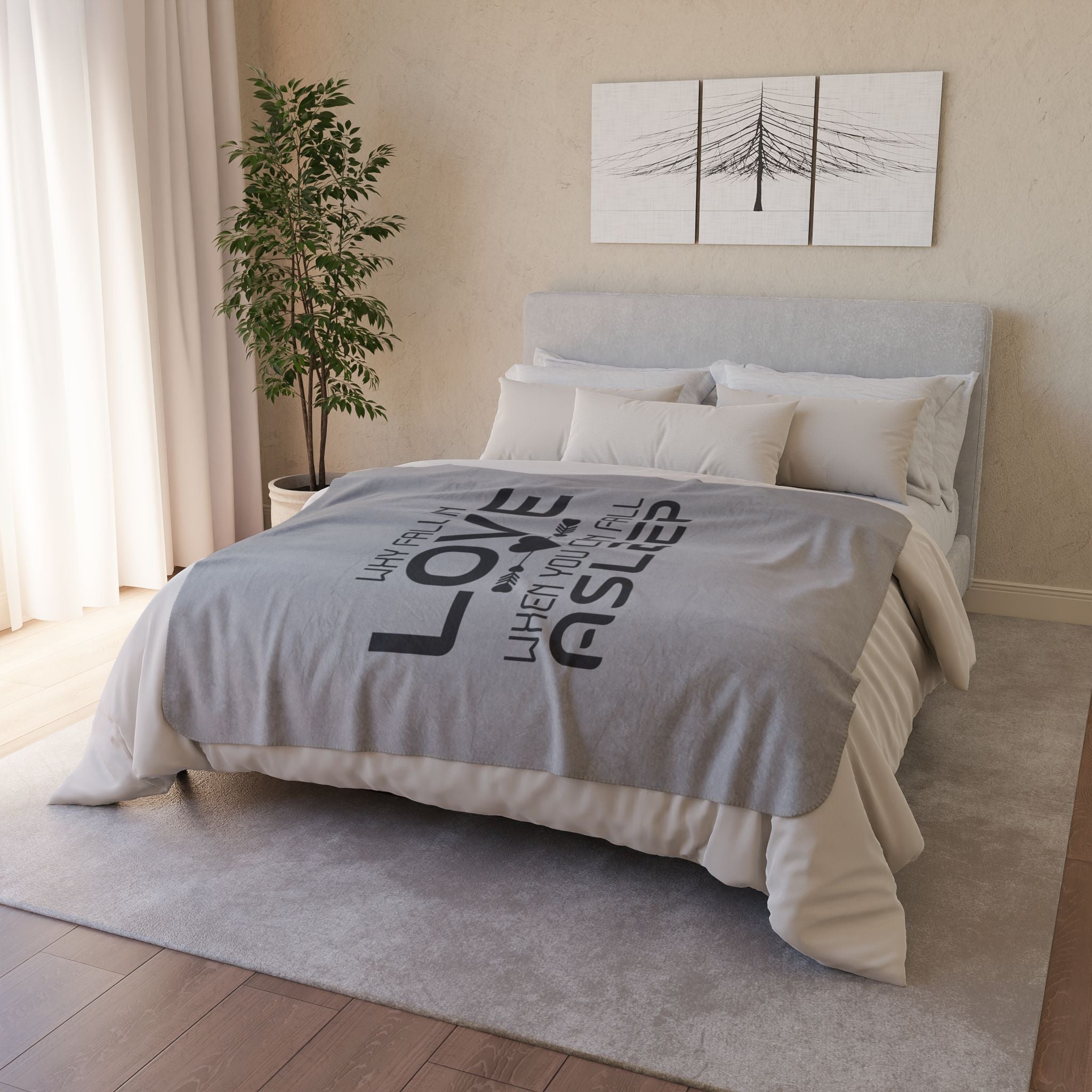 Cozy Fleece Sherpa Blanket - "Why Fall in Love When You Can Fall Asleep" - Perfect Gift for Romantic Evenings and Relaxation