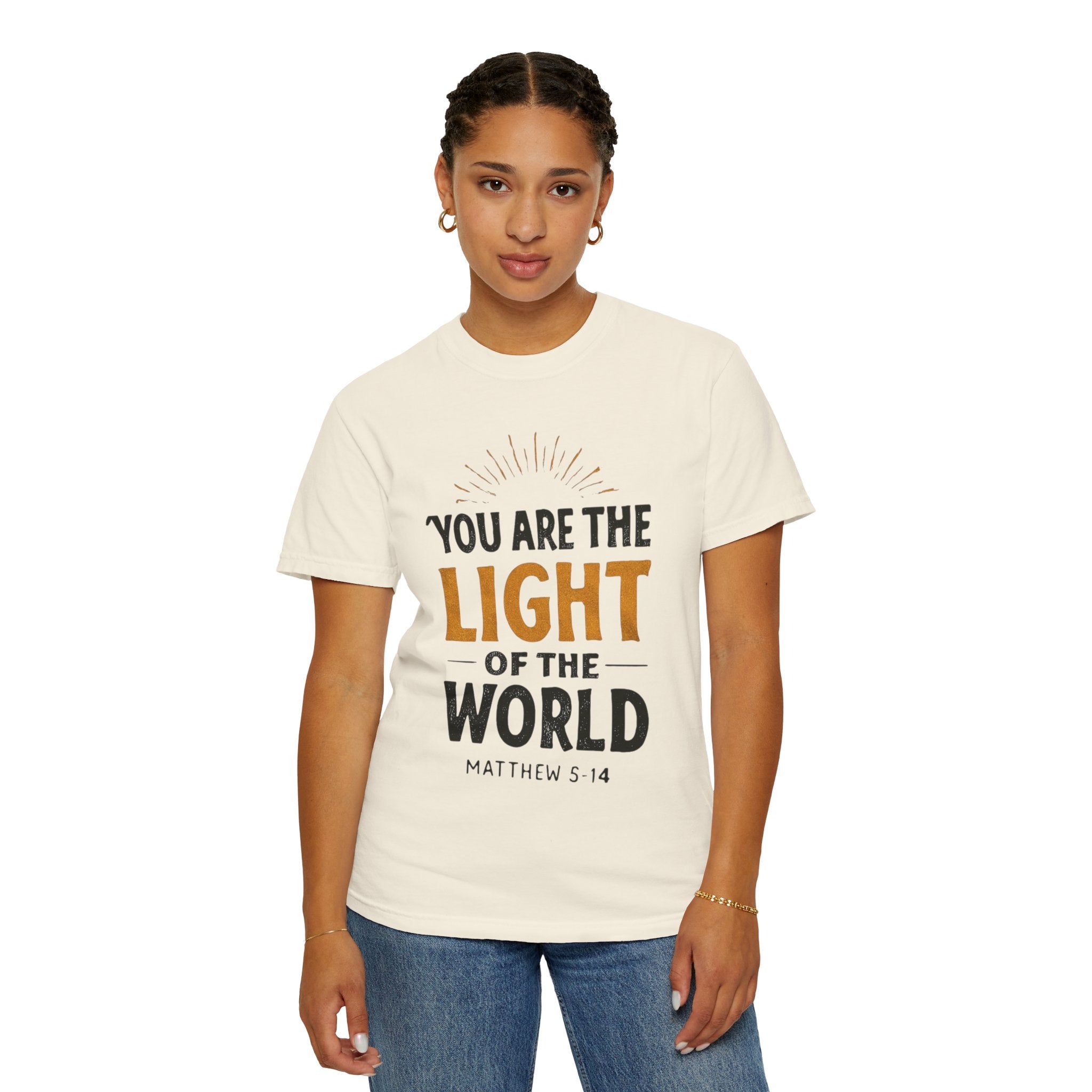 Inspirational T-Shirt with 'You Are the Light of the World' Design, Motivational Tee for Faith, Spiritual Gifts, Religious Apparel, [...]
