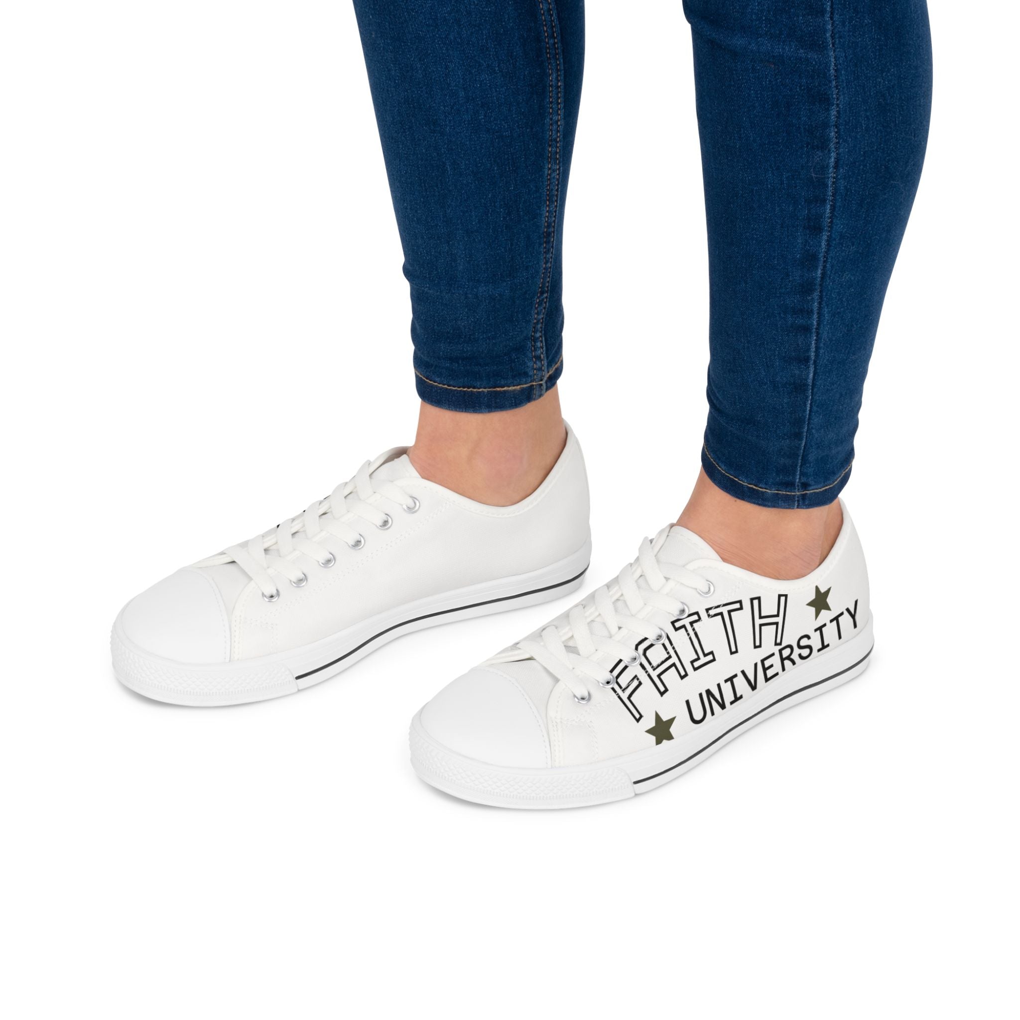 White Stylish Women's Low Top Sneakers - Casual, Comfortable, Everyday Wear, Perfect for Summer, Striped Sneakers, Trendy Footwear