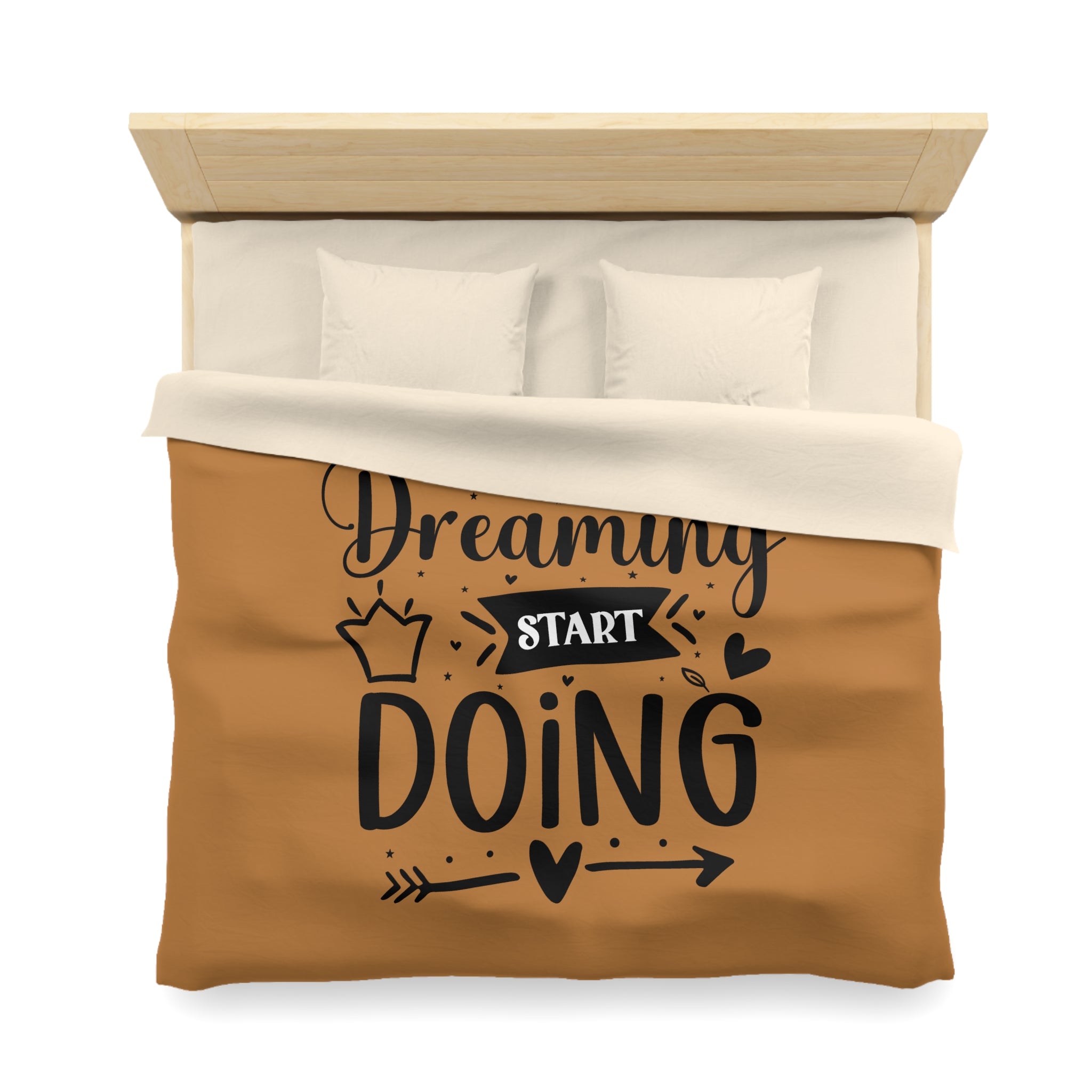 Inspirational Microfiber Duvet Cover - "Stop Dreaming Start Doing" - Cozy Home Decor for Motivated Dreamers