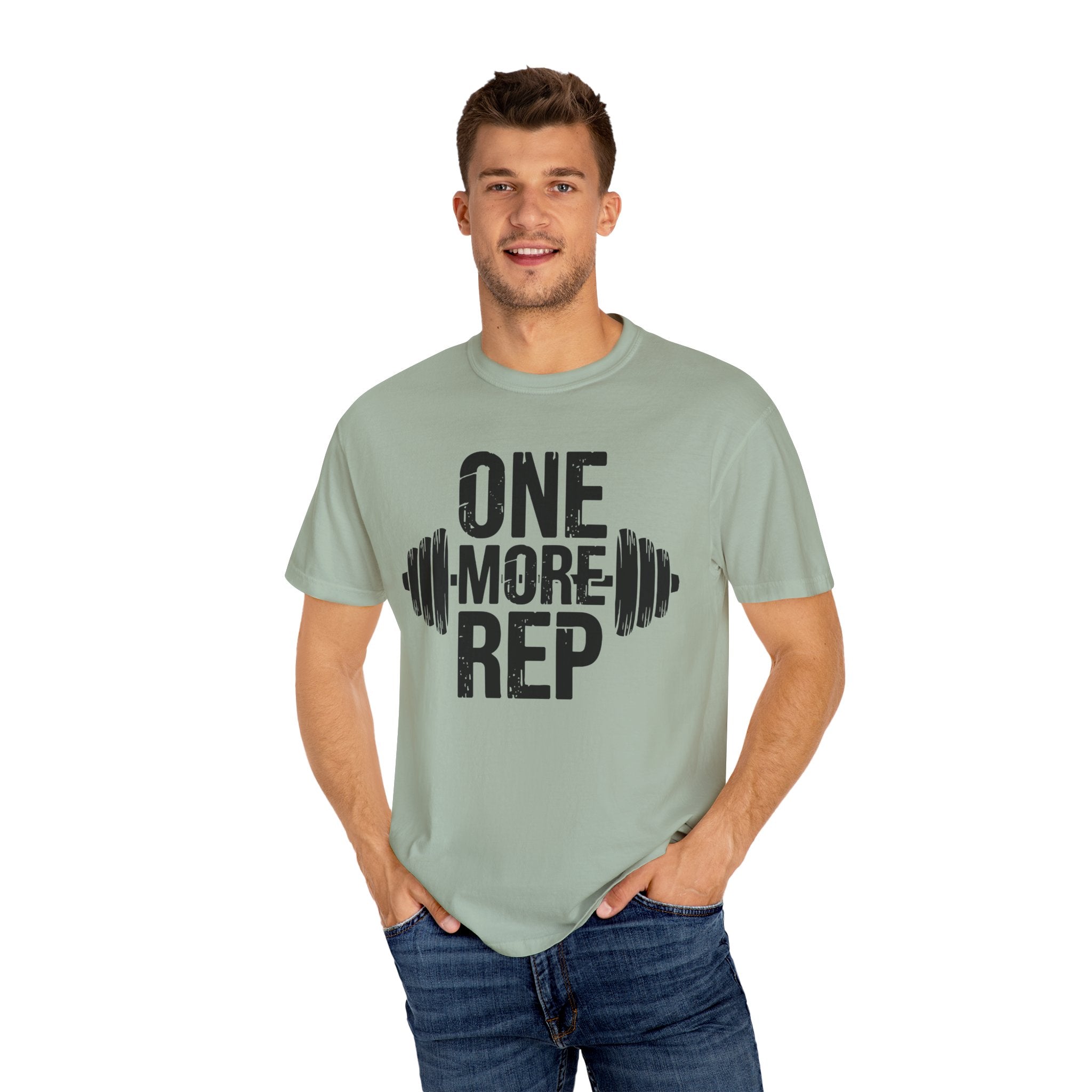 Motivational Workout T-Shirt - "One More Rep" - Unisex Garment-Dyed Tee for Fitness Enthusiasts