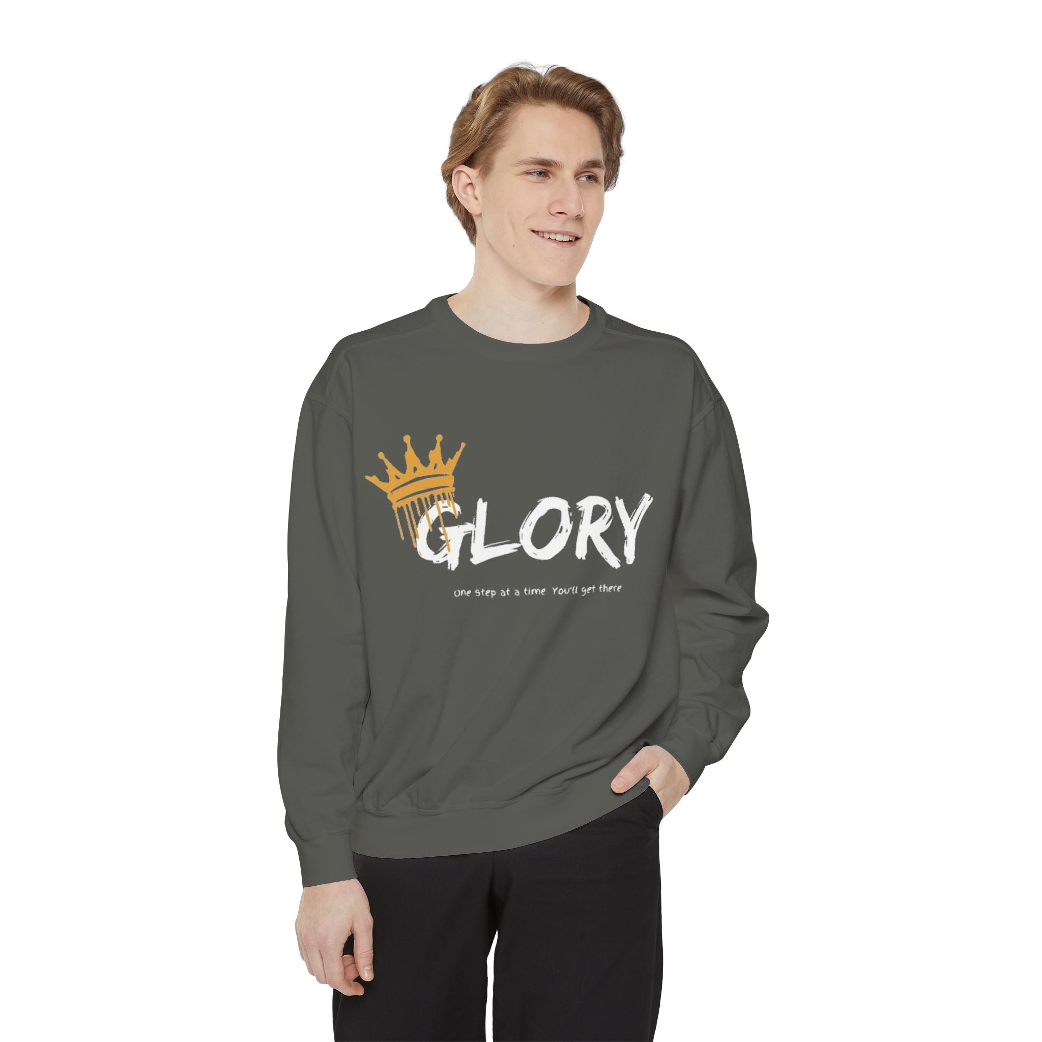 Garment-Dyed 'Glory' Sweatshirt - Motivational Unisex Crewneck